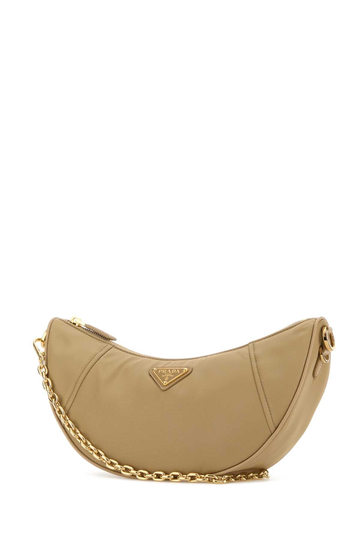 Prada Women Beige Re-Nylon Prada Demi-Lune Shoulder Bag PRADA