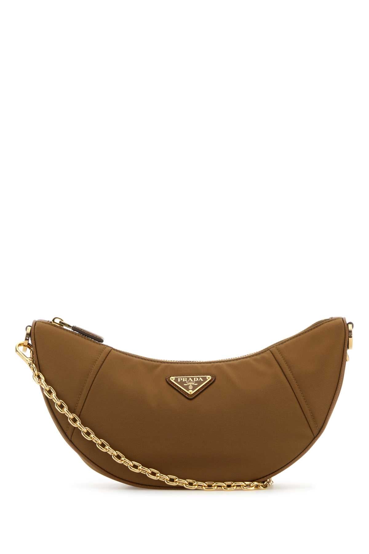 Prada Women Camel Re-Nylon Prada Demi-Lune Shoulder Bag PRADA