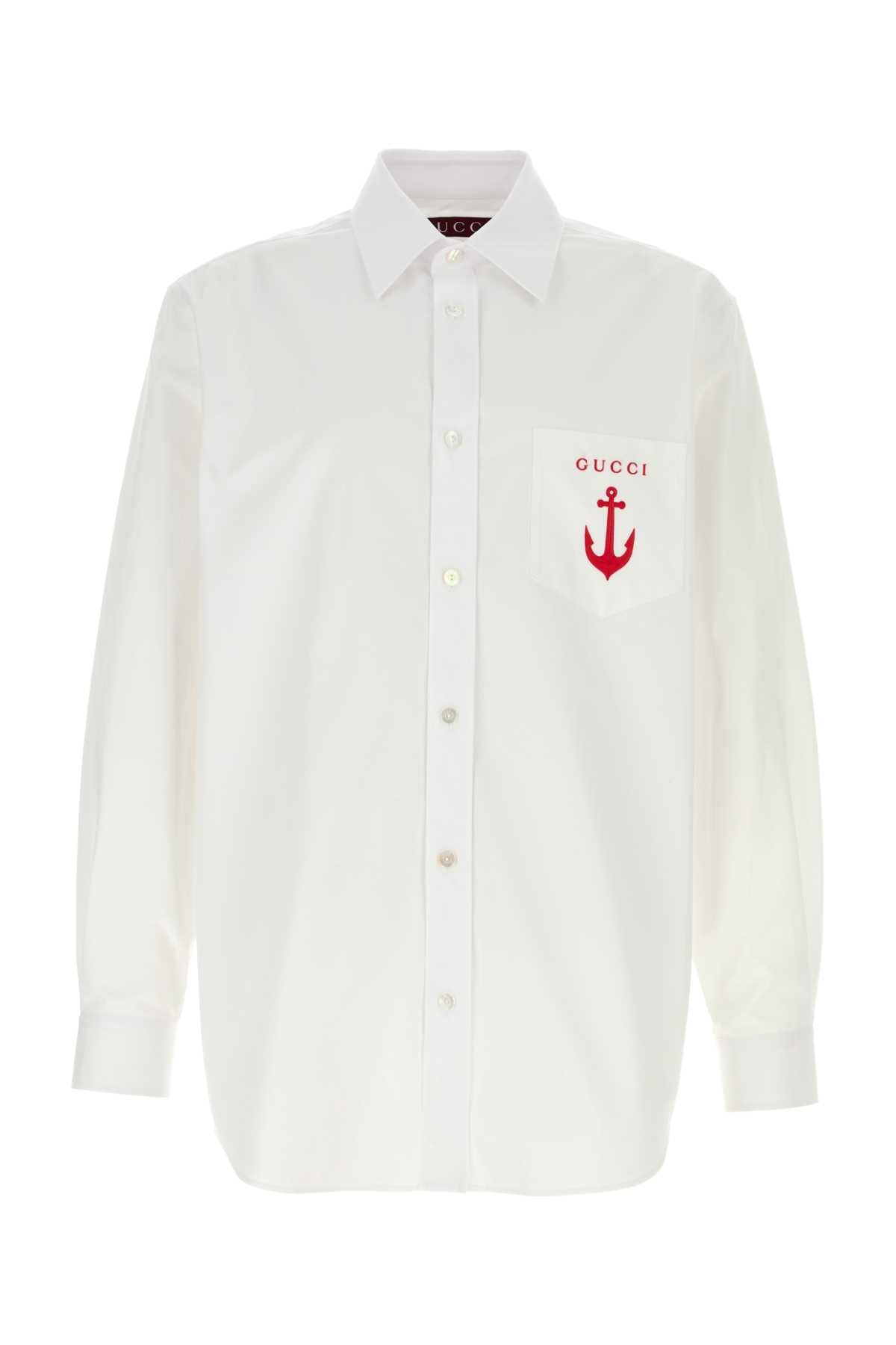 Gucci Men White Poplin Shirt GUCCI