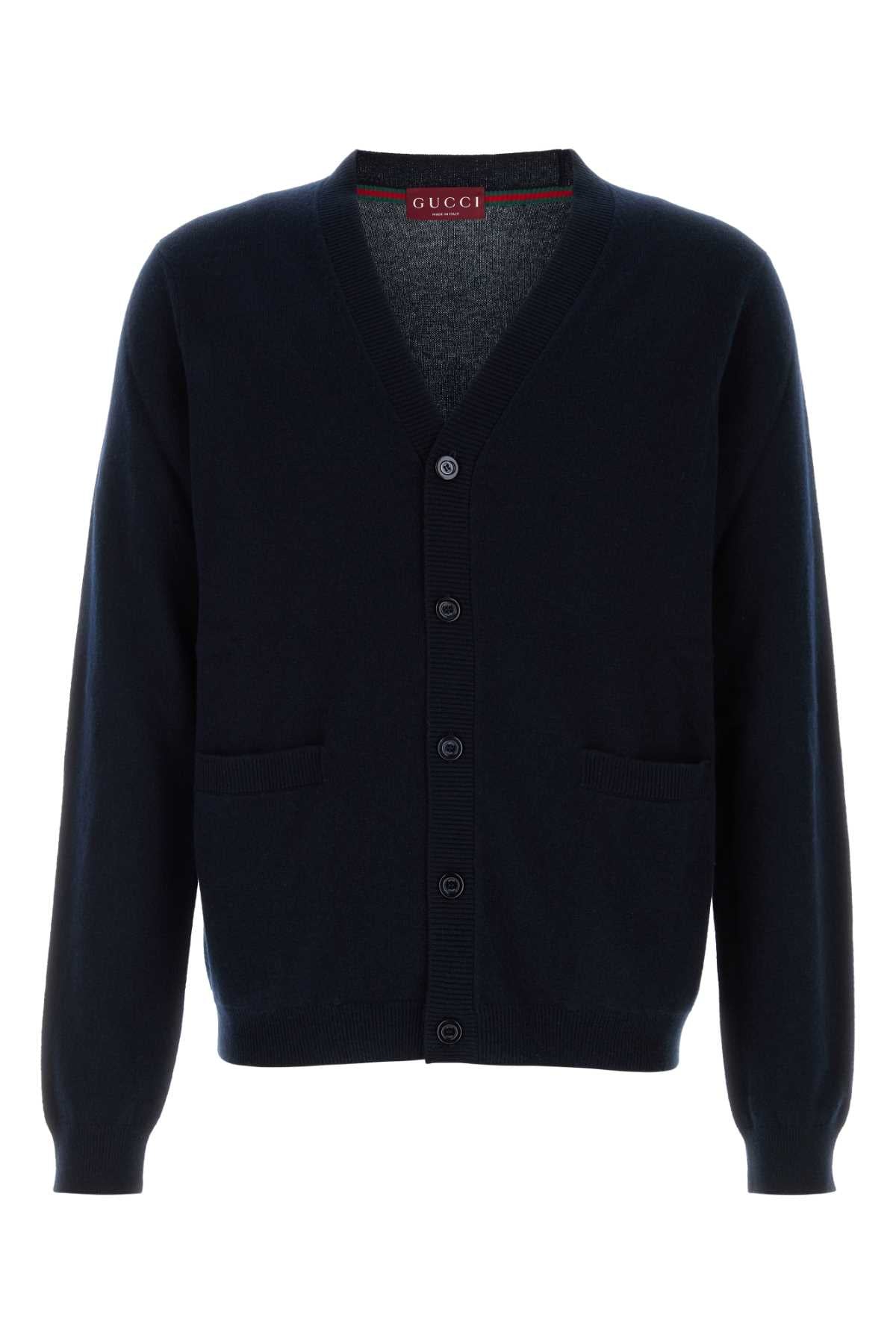 Gucci Men Midnight Blue Cashmere Cardigan GUCCI