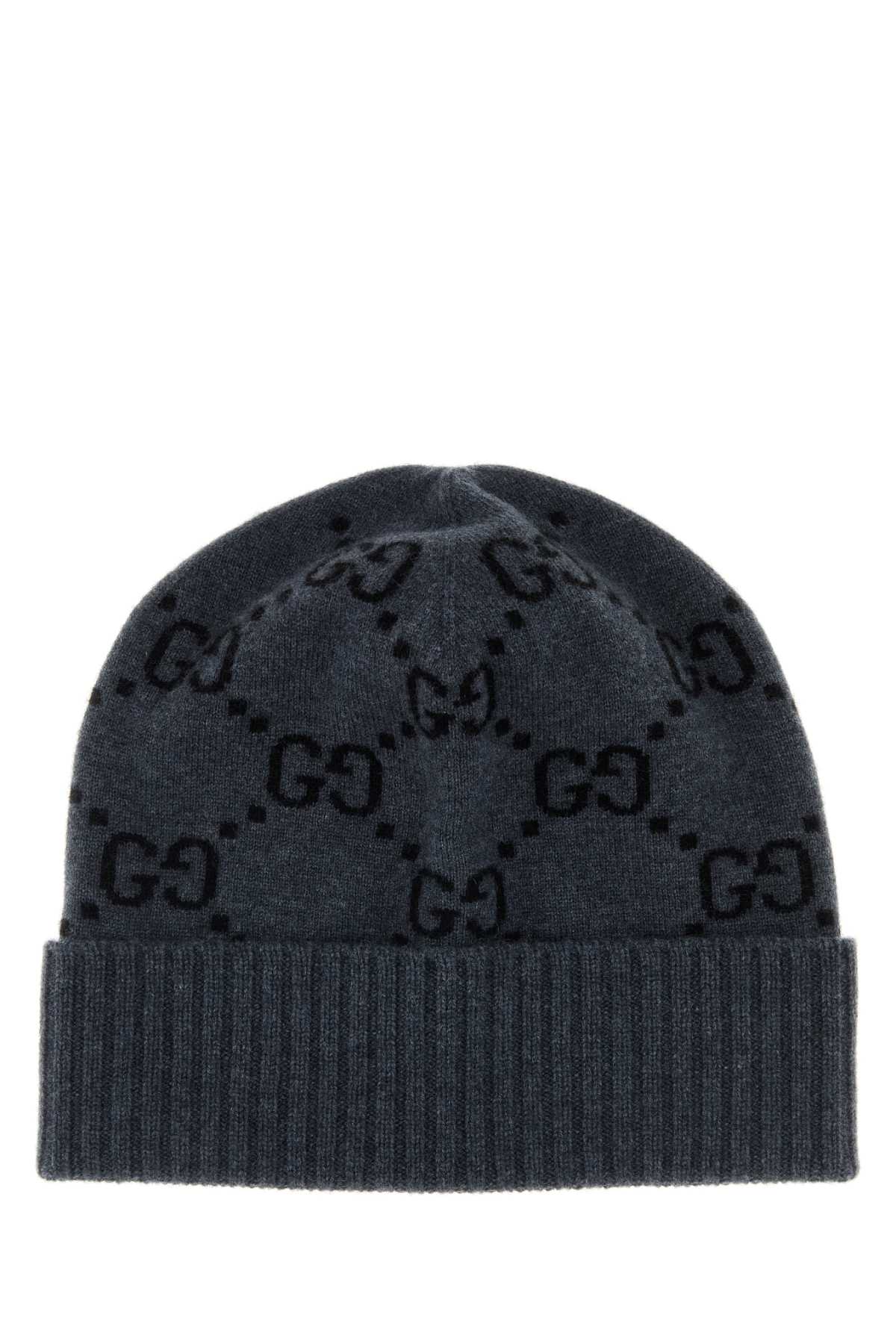 Gucci Men Embroidered Cashmere Beanie Hat GUCCI