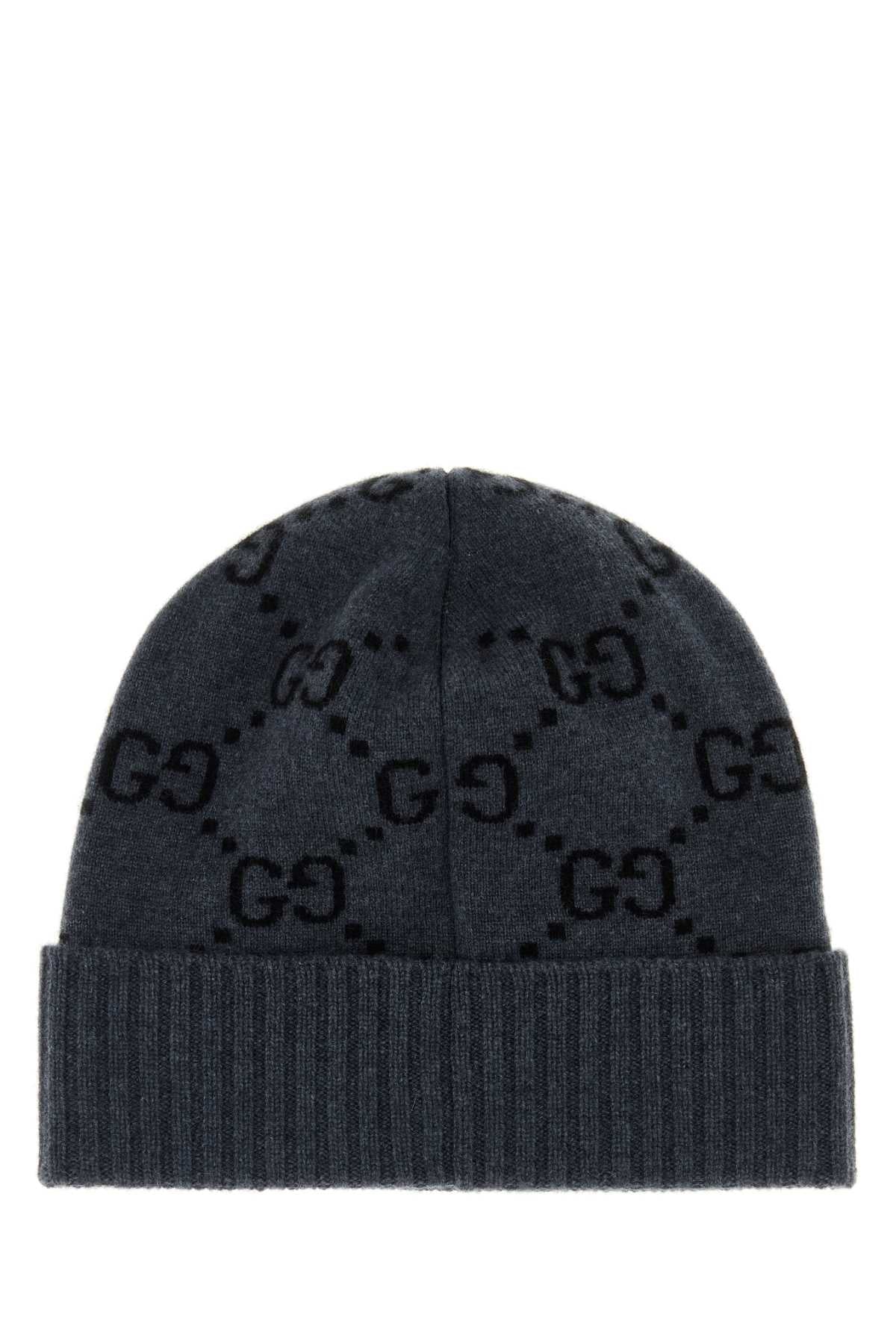 Gucci Men Embroidered Cashmere Beanie Hat GUCCI