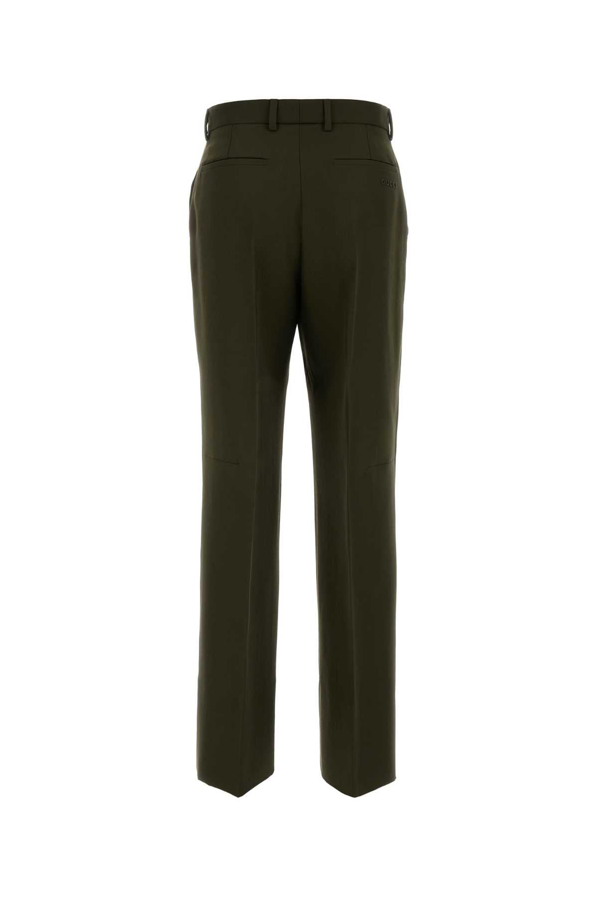 Gucci Women Olive Green Wool Blend Pant GUCCI