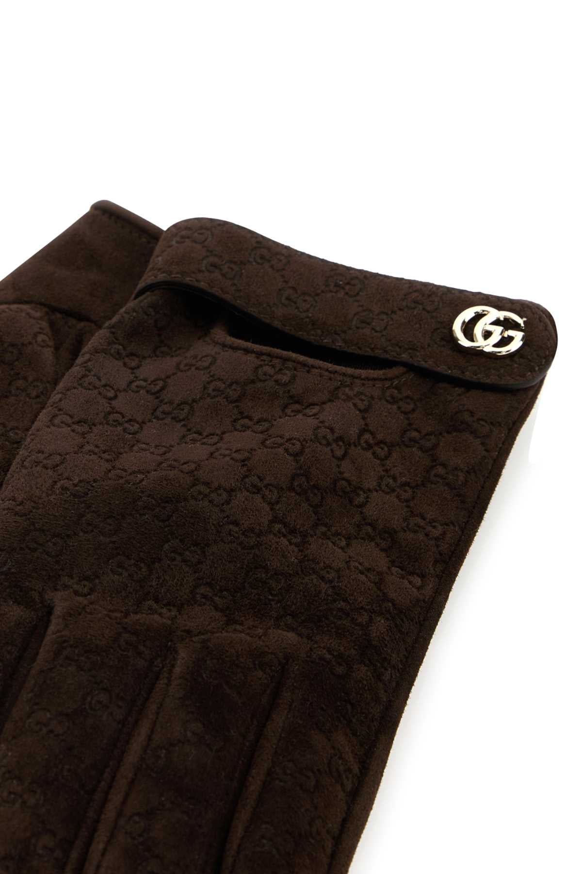 Gucci Women Brown Suede Gloves GUCCI