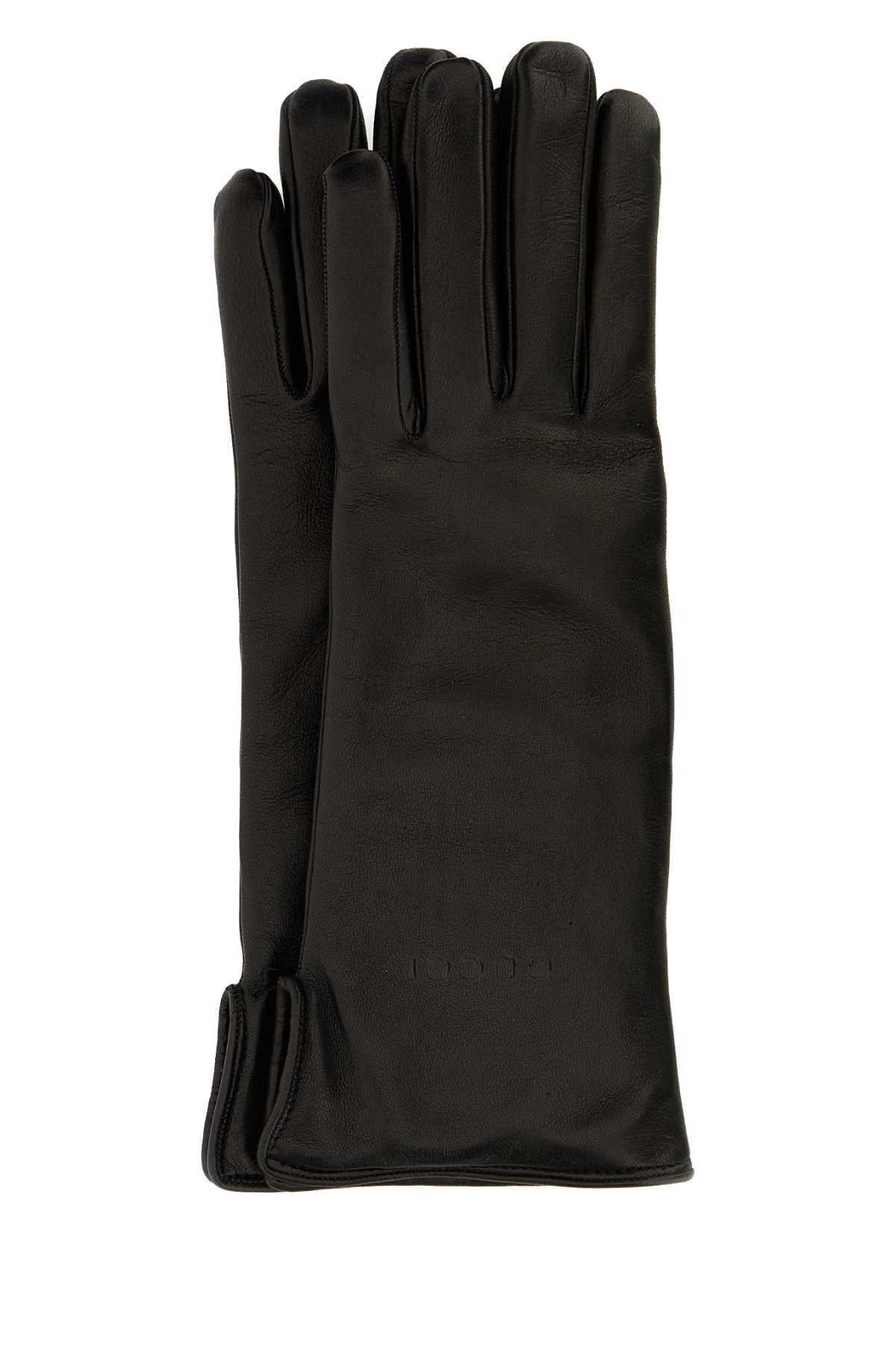 Gucci Women Black Leather Gloves GUCCI
