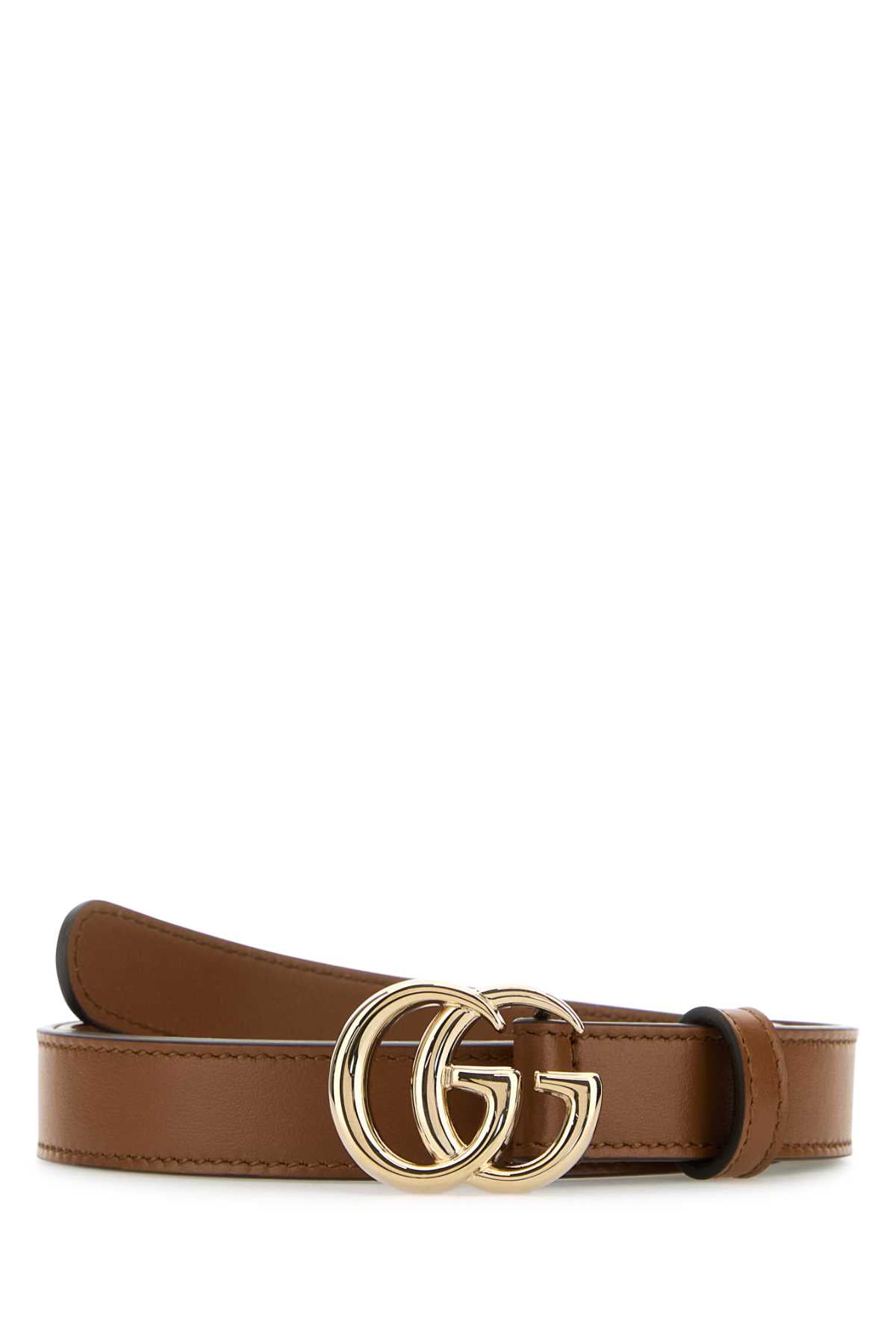 Gucci Women Brown Leather Gg Belt GUCCI