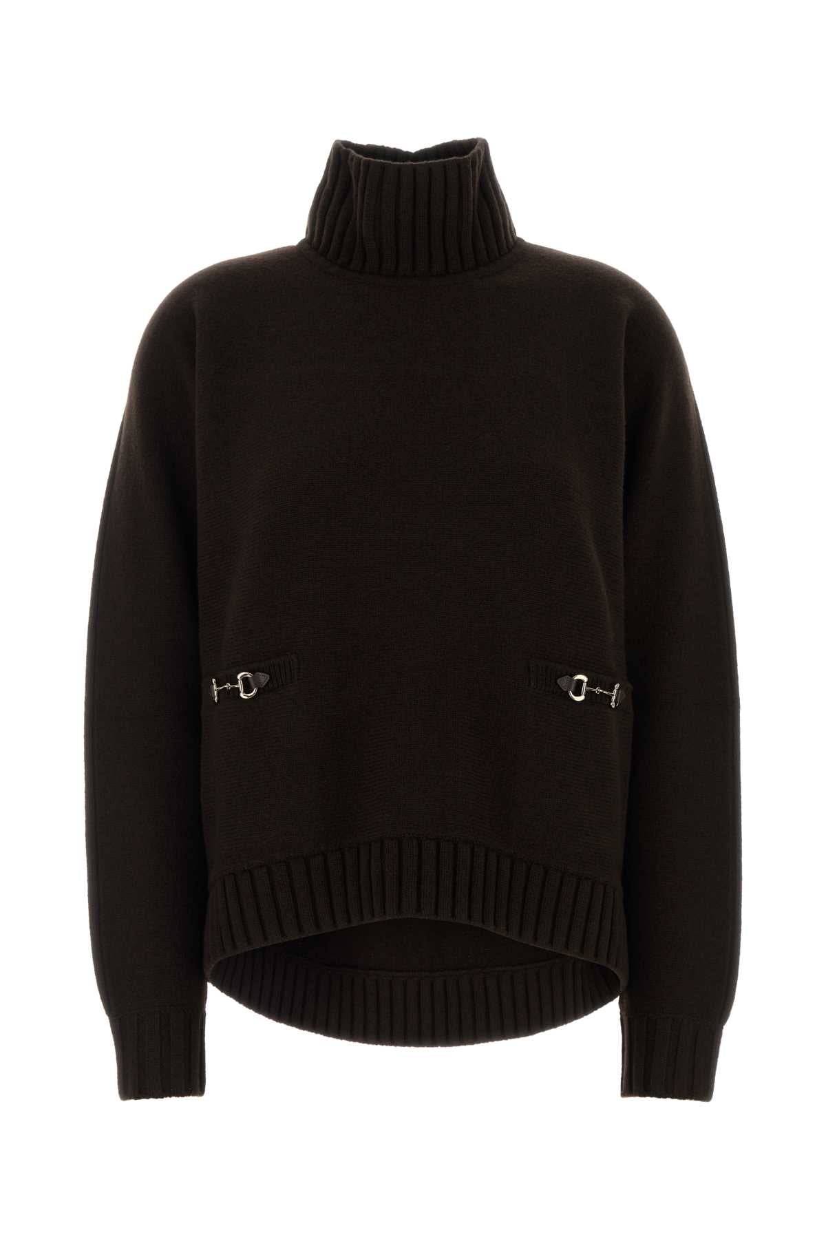 Gucci Women Brown Wool Blend Oversize Sweater