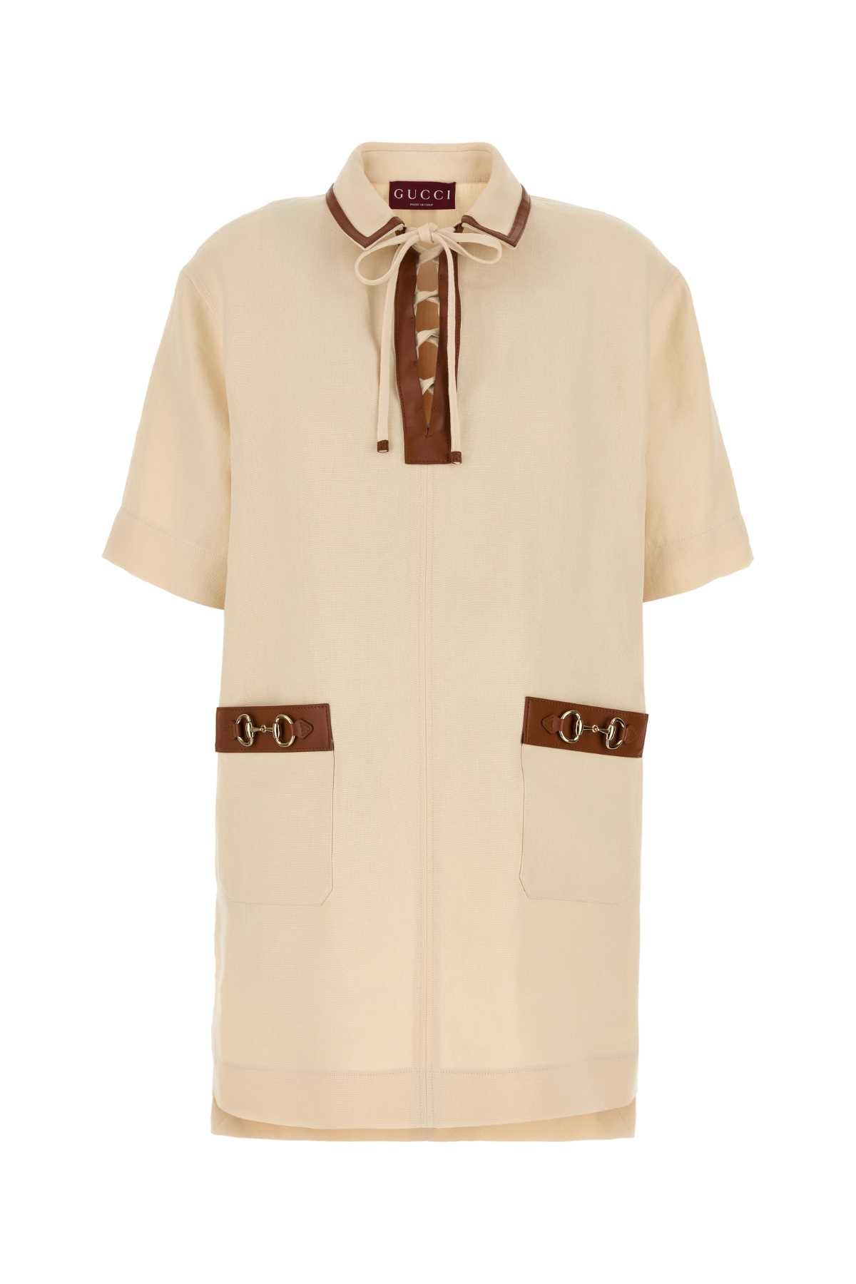 Gucci Women Sand Linen Mini Dress GUCCI