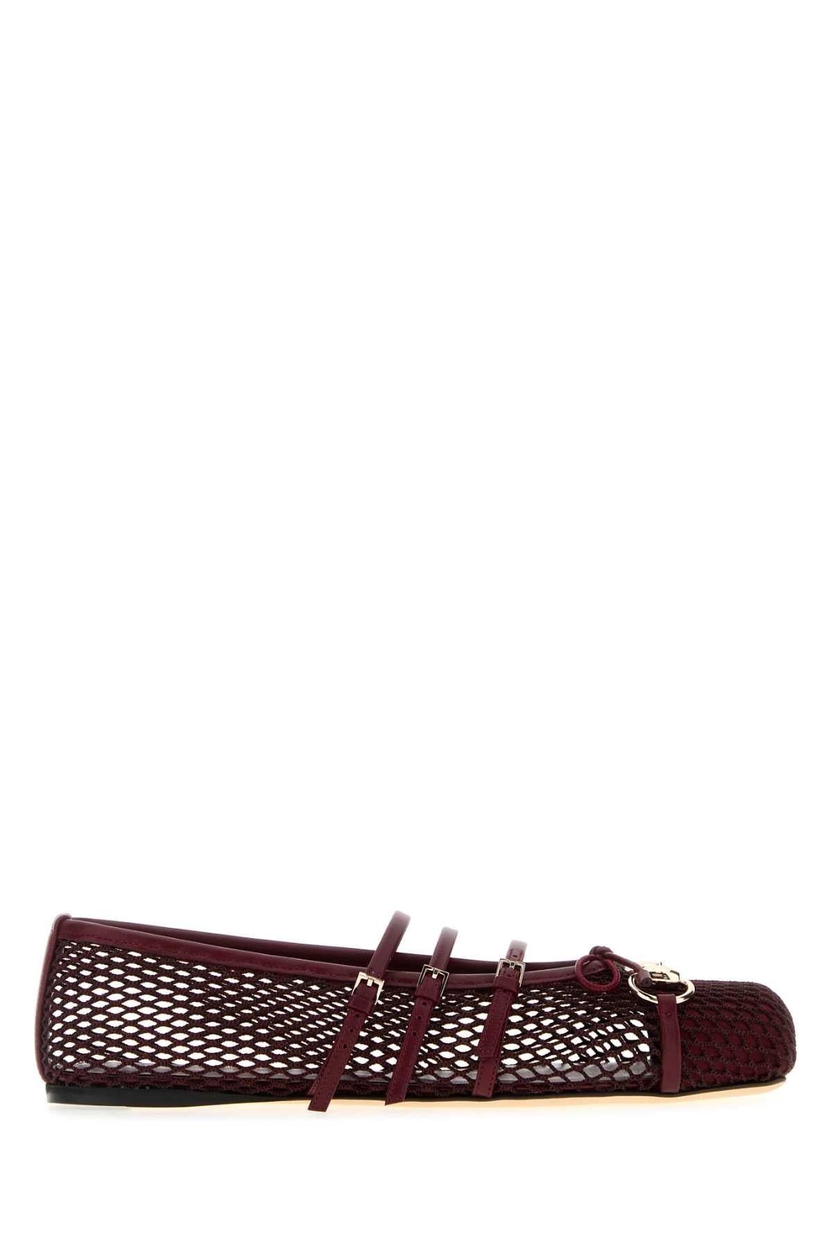 Gucci Women Burgundy Mesh Ballerinas GUCCI