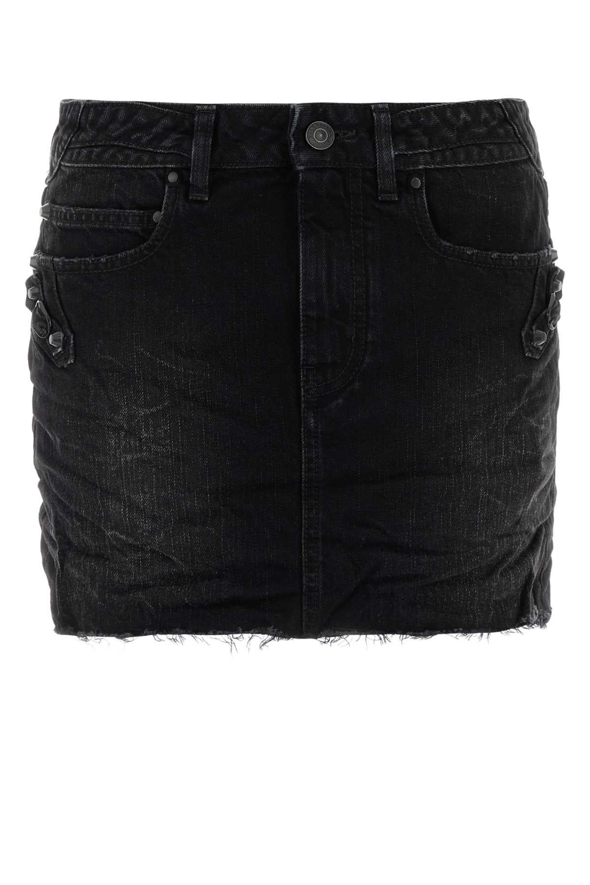 Balenciaga Women Black Denim Mini Skirt BALENCIAGA
