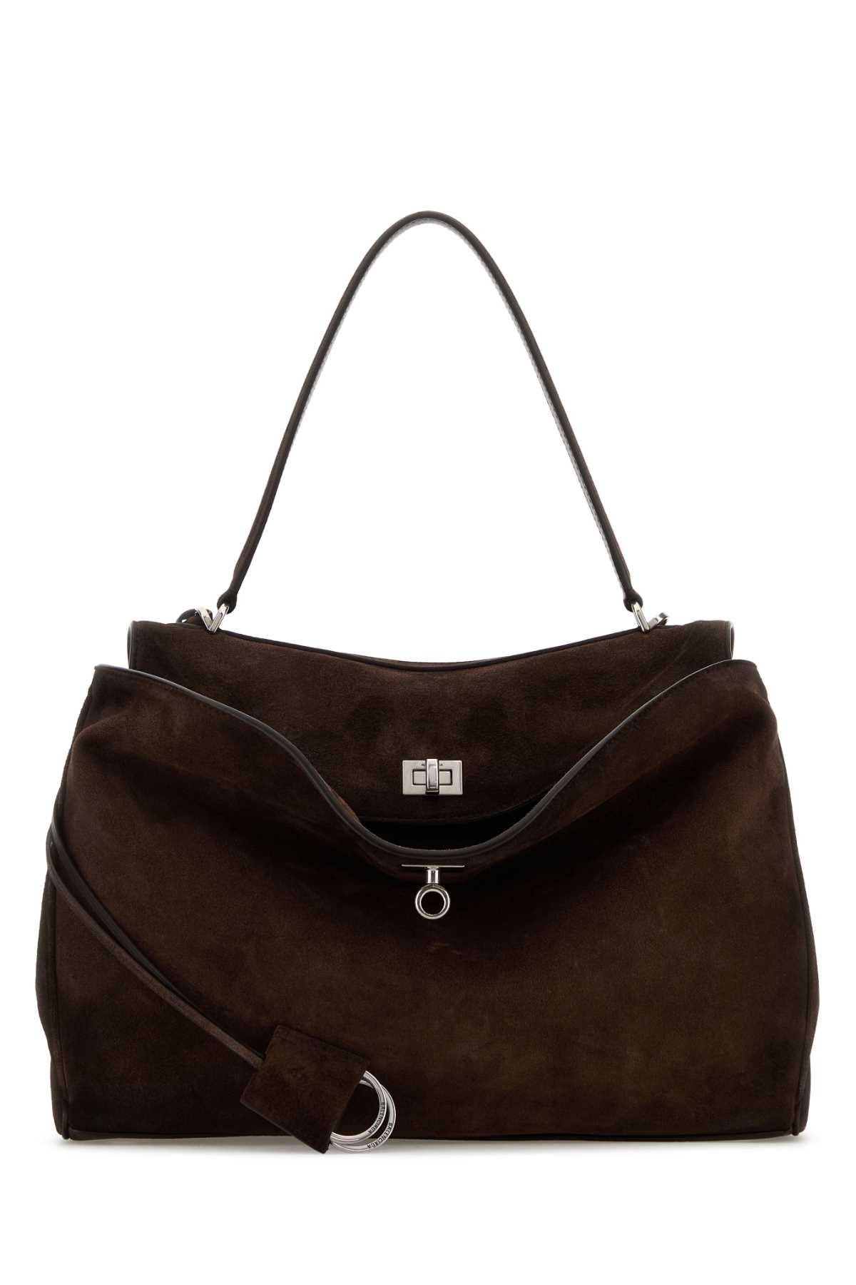Balenciaga Women Dark Brown Suede Medium Rodeo Handbag BALENCIAGA