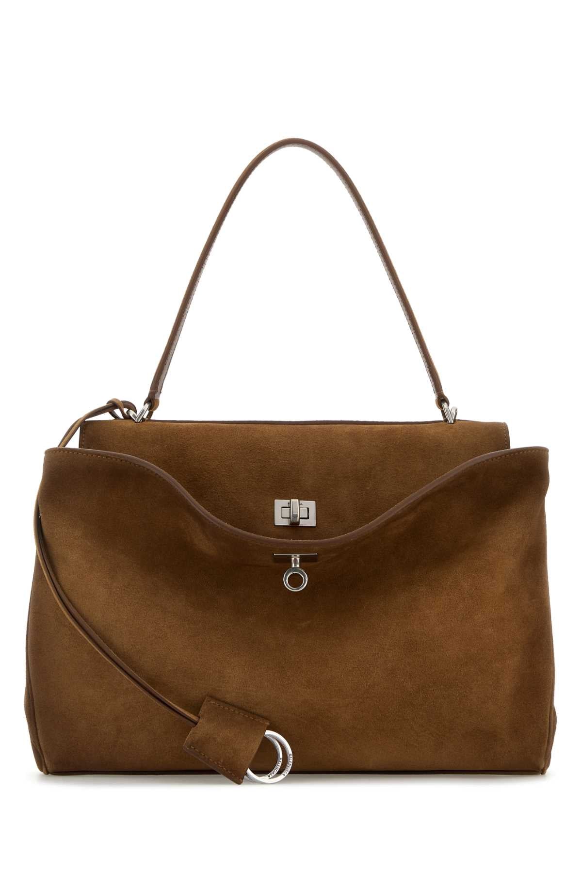 Balenciaga Women Brown Suede Medium Rodeo Handbag BALENCIAGA