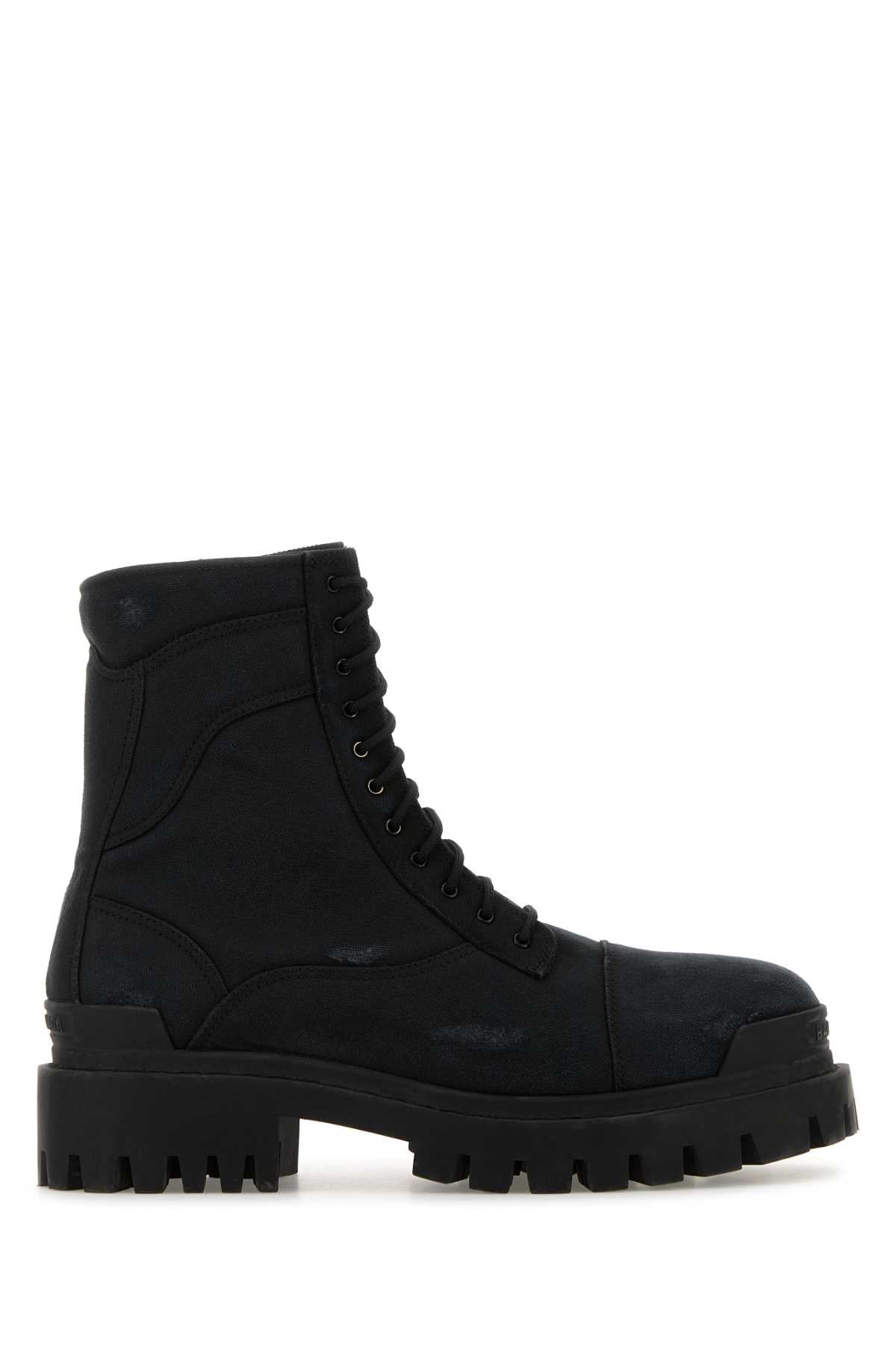 Balenciaga Men Slate Canvas Combat Strike Ankle Boots BALENCIAGA
