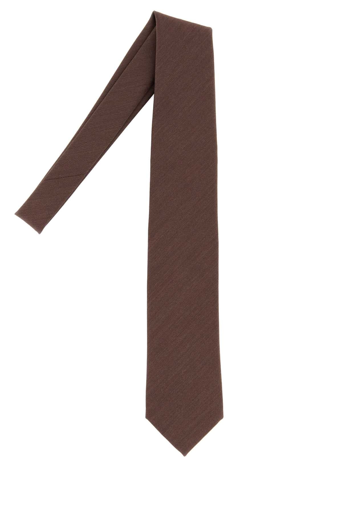 Brioni Men Brown Wool Tie BRIONI