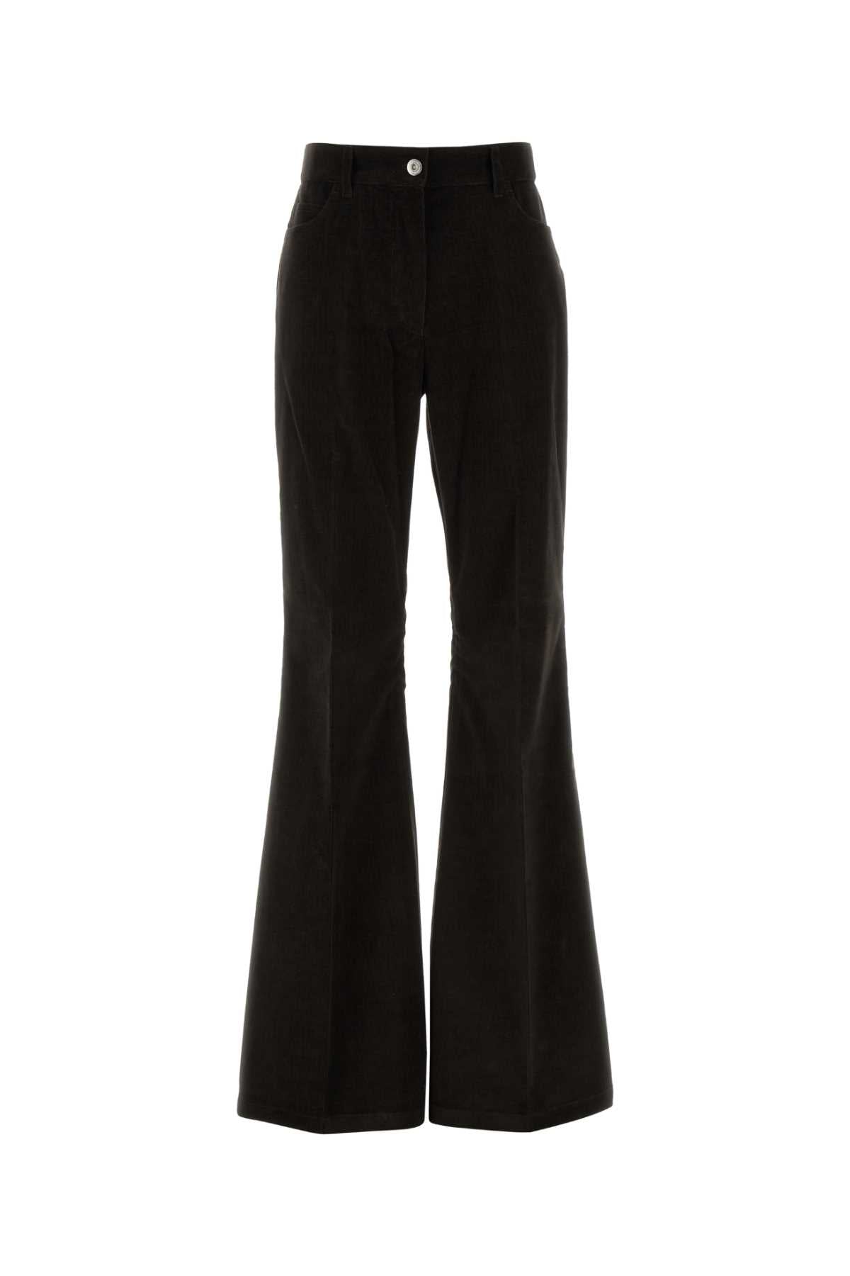 Salvatore Ferragamo Women Dark Brown Corduroy Flared Pant FERRAGAMO
