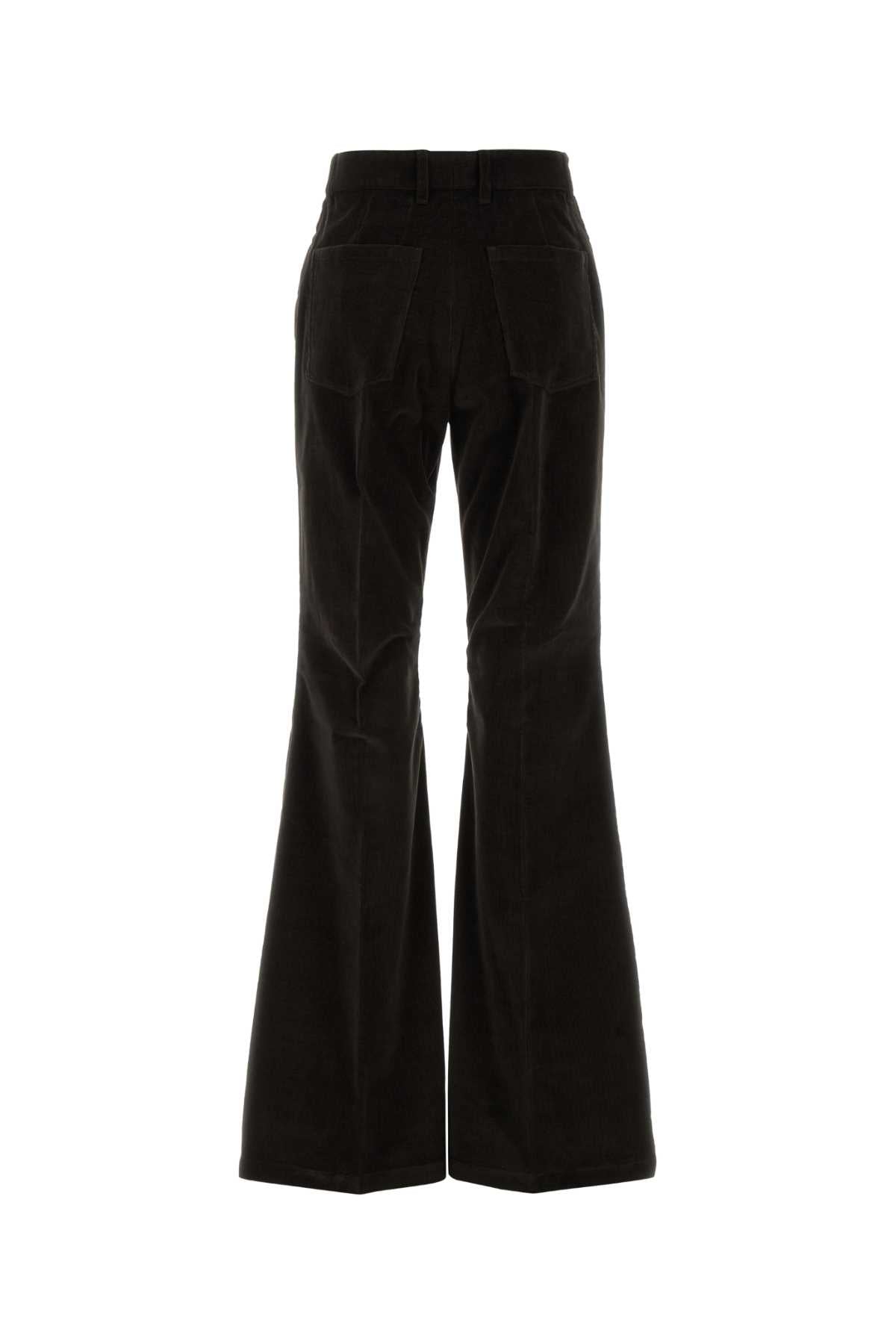 Salvatore Ferragamo Women Dark Brown Corduroy Flared Pant FERRAGAMO