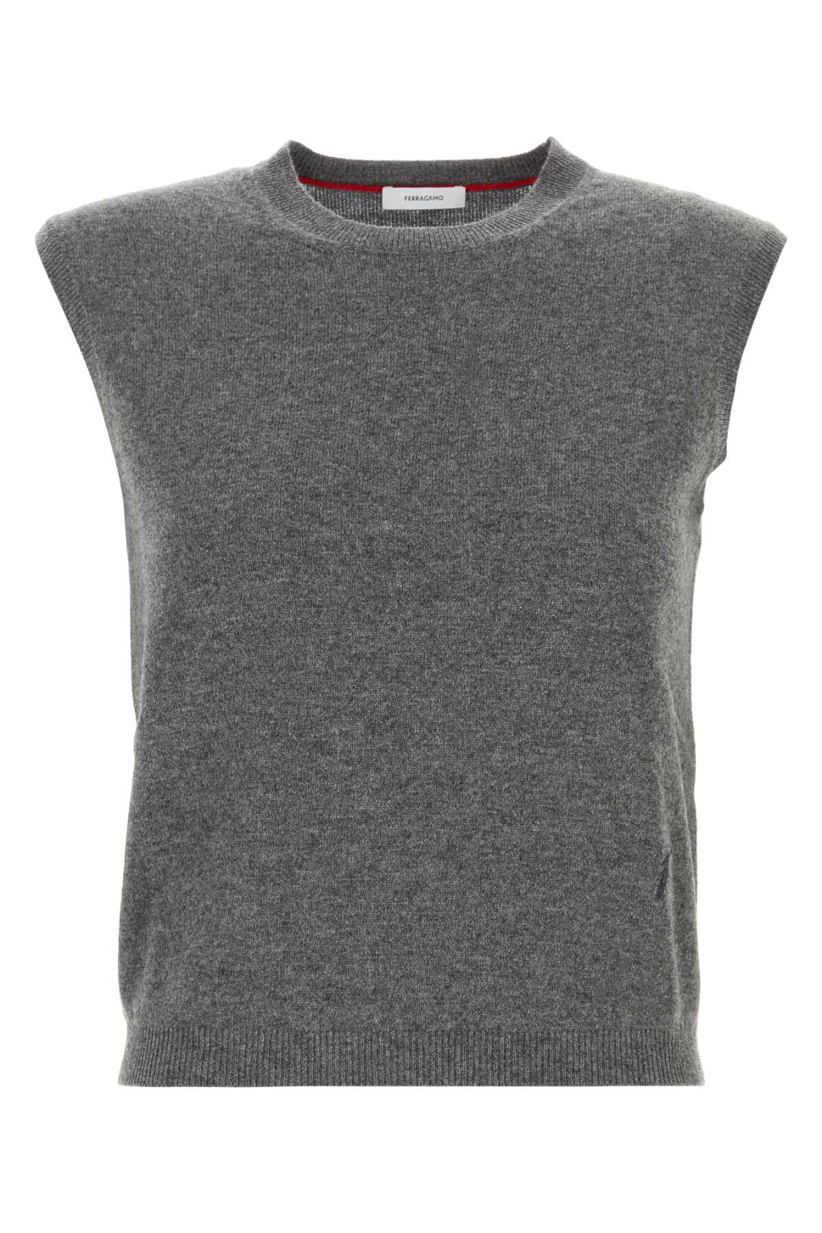 Salvatore Ferragamo Women Grey Stretch Cashmere Blend Vest FERRAGAMO
