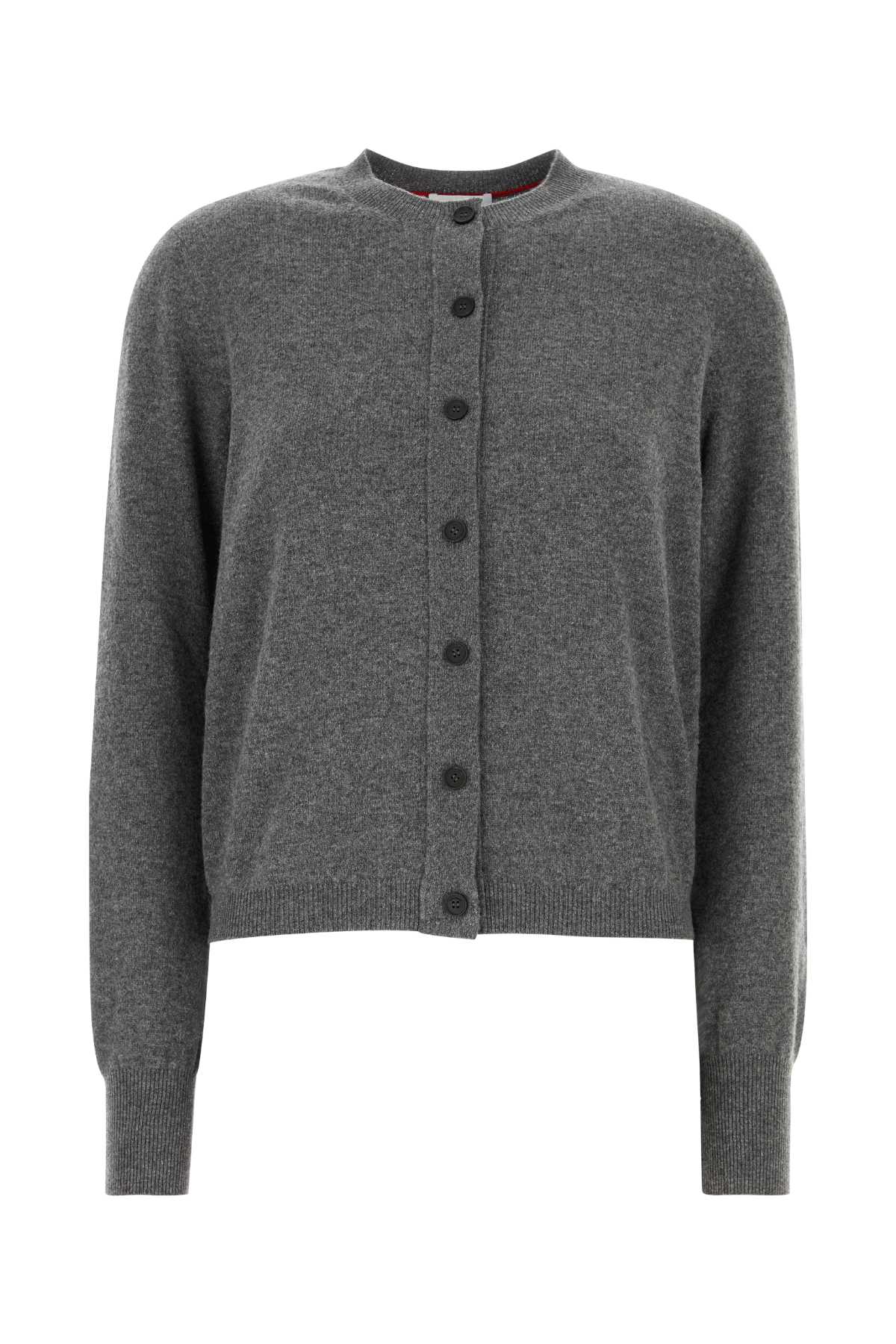Salvatore Ferragamo Women Dark Grey Stretch Cashmere Blend Cardigan FERRAGAMO