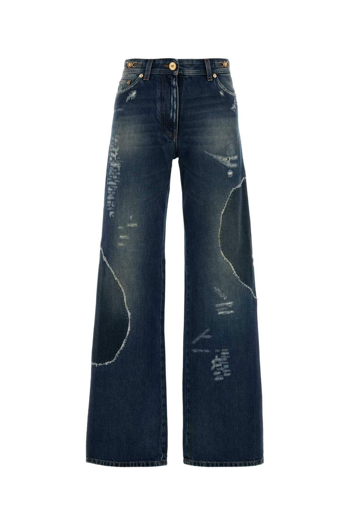 Versace Women Denim Wide-Leg Jeans VERSACE