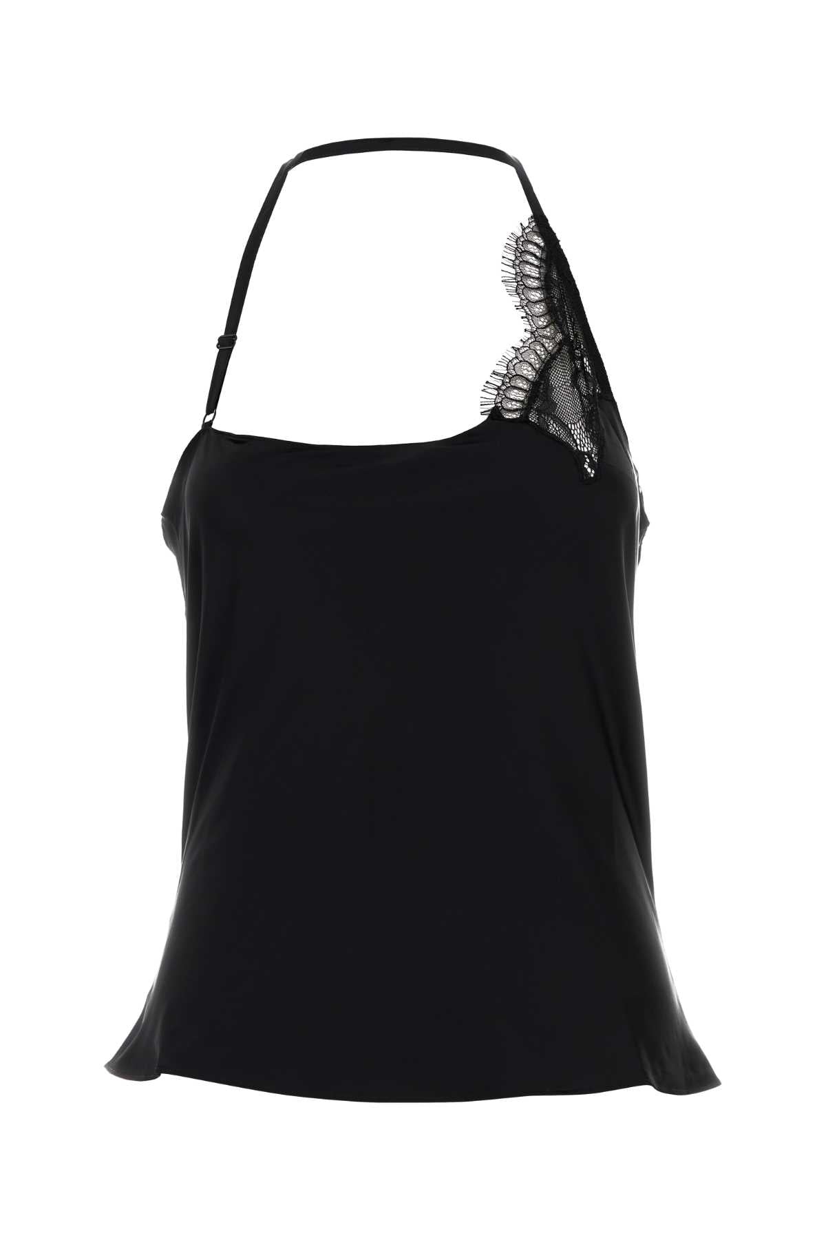 Courreges Women Black Stretch Satin Top COURREGES