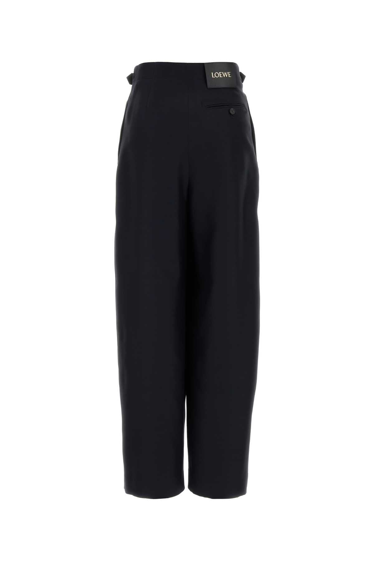 Loewe Women Navy Blue Wool Blend Wide-Leg Pant LOEWE
