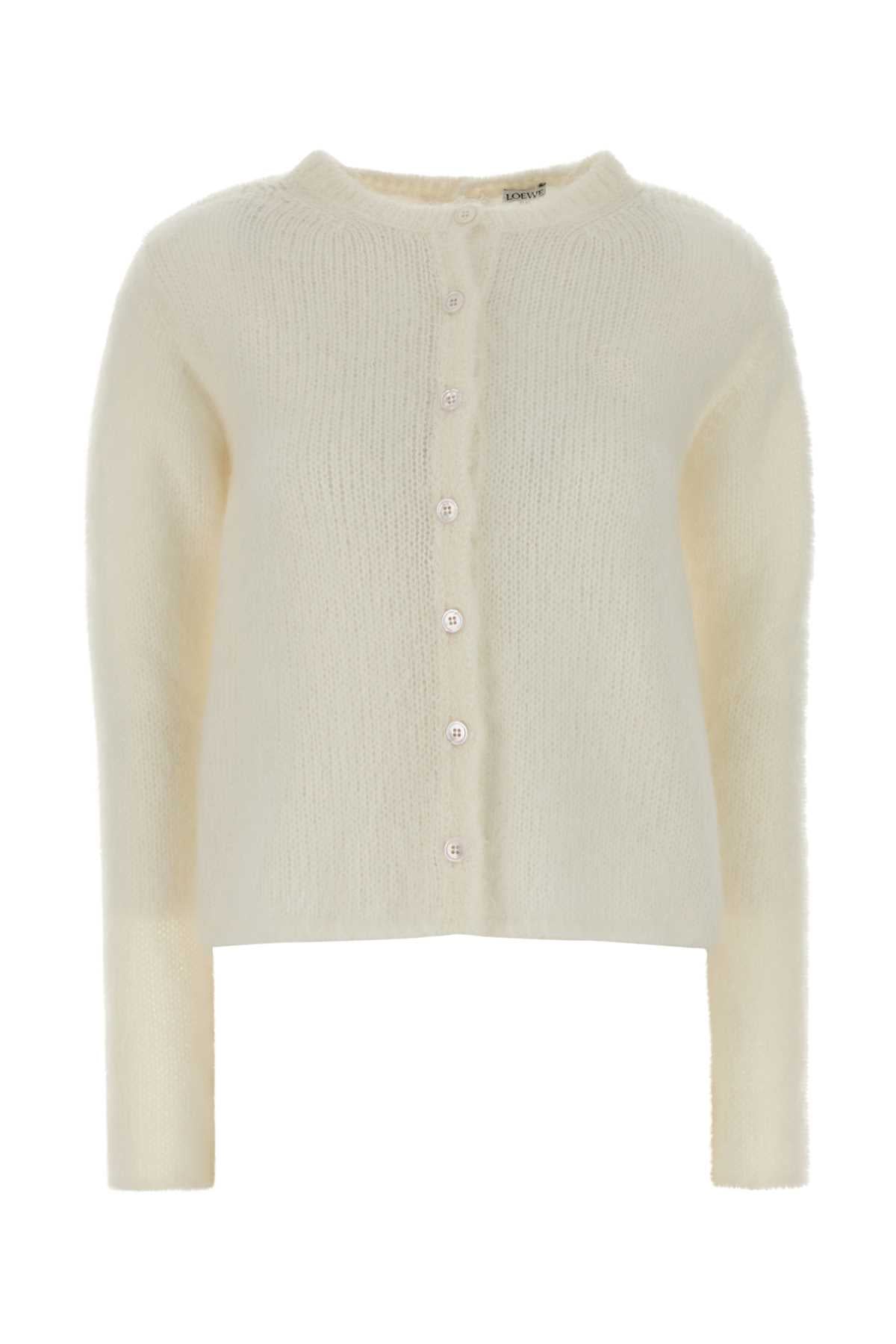 Loewe Women Ivory Stretch Mohair Blend Cardigan LOEWE