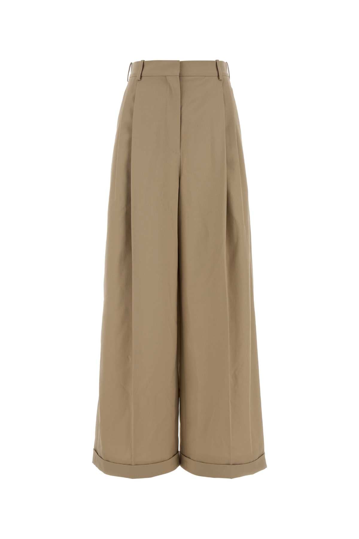 Loewe Women Beige Cotton Wide-Leg Pant LOEWE