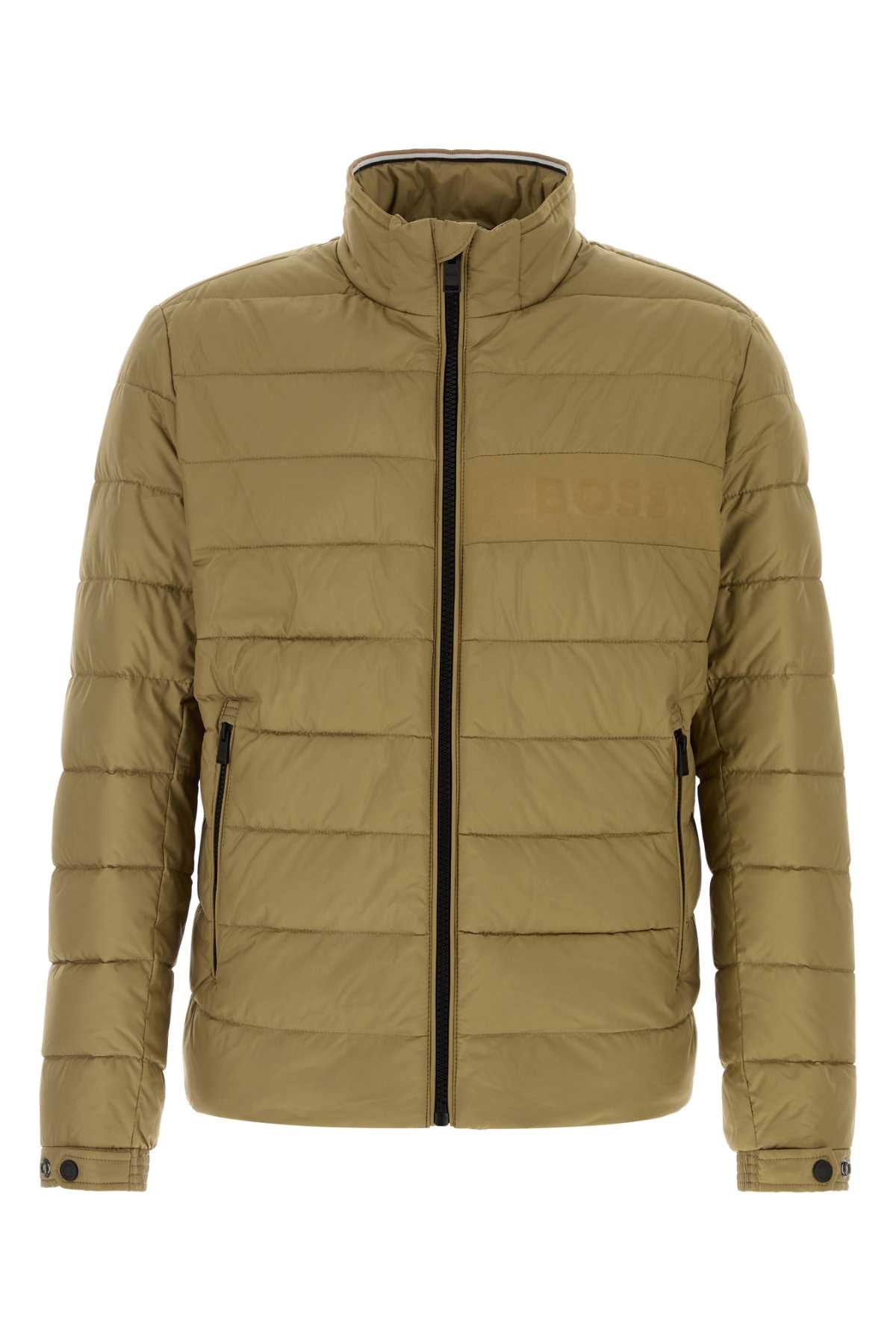 Boss Men Khaki Polyester Padded Jacket BOSS