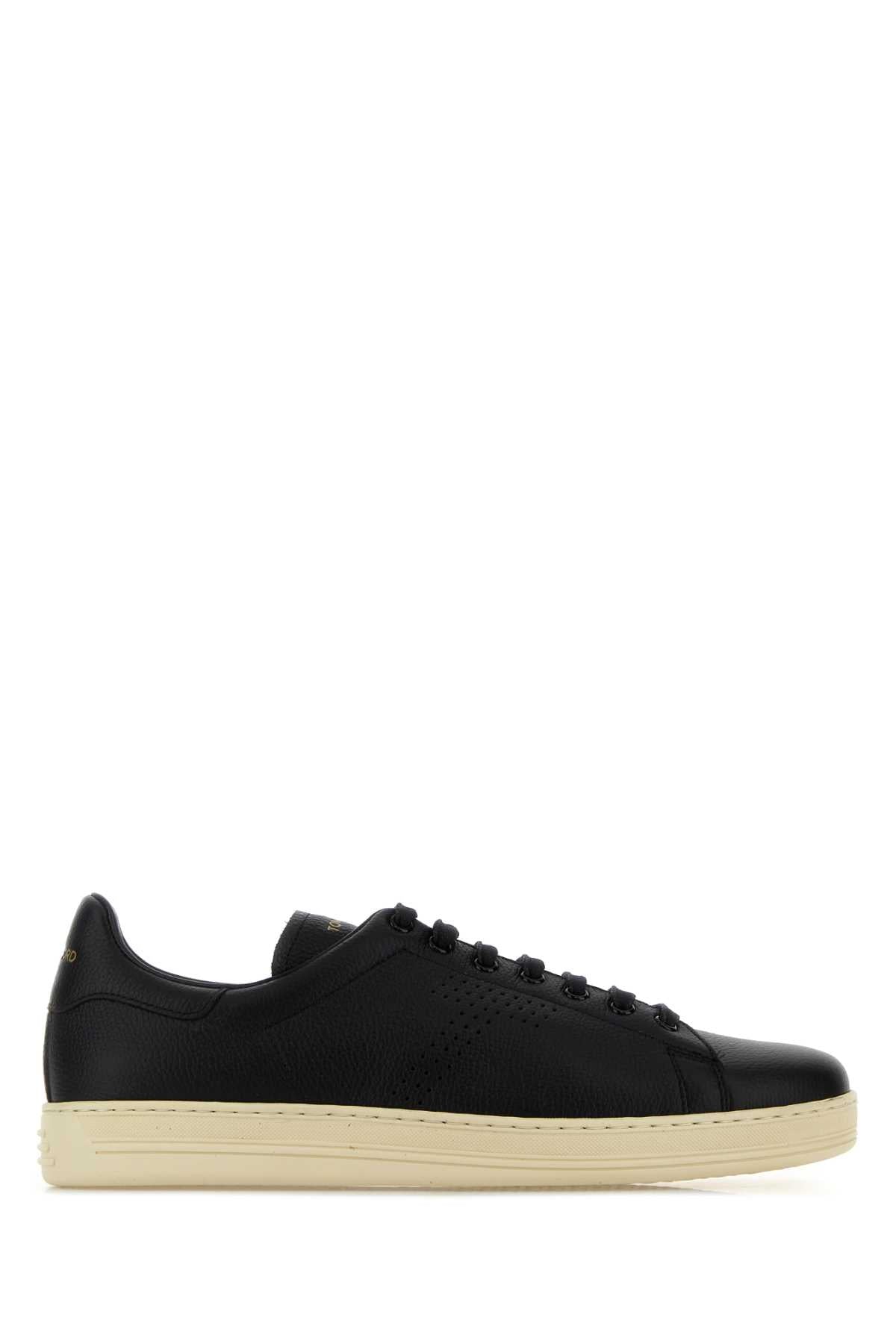 Tom Ford Men Black Leather Warwick Sneakers TOM FORD