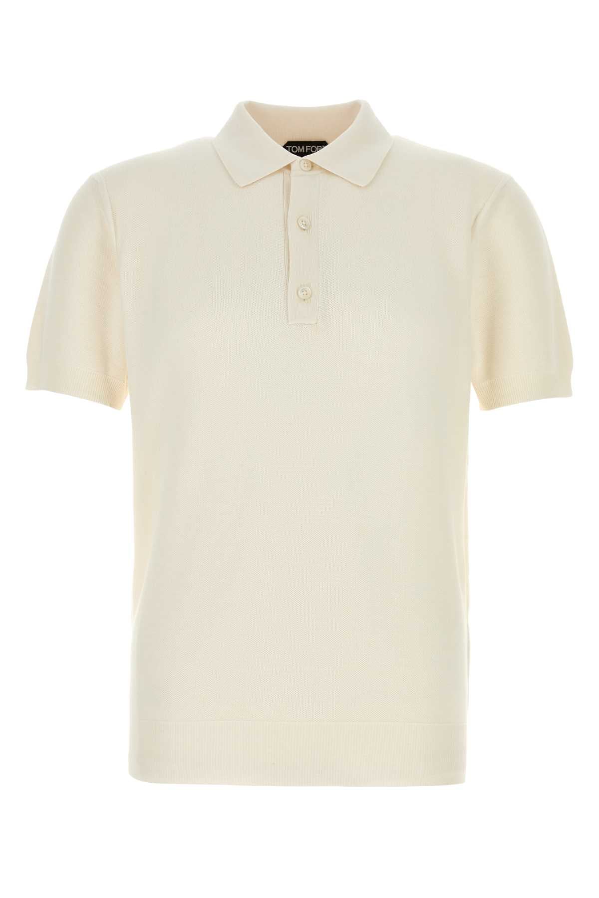 Tom Ford Men Ivory Piquet Polo Shirt TOM FORD