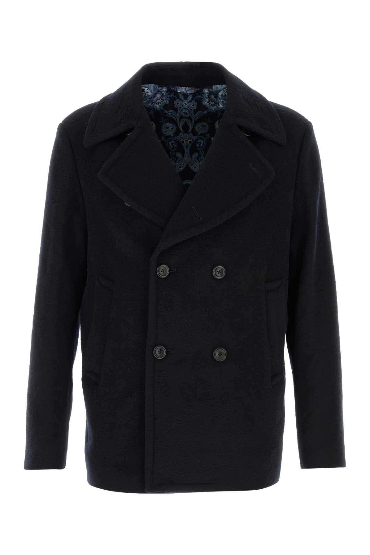 Etro Men Midnight Blue Wool Coat ETRO