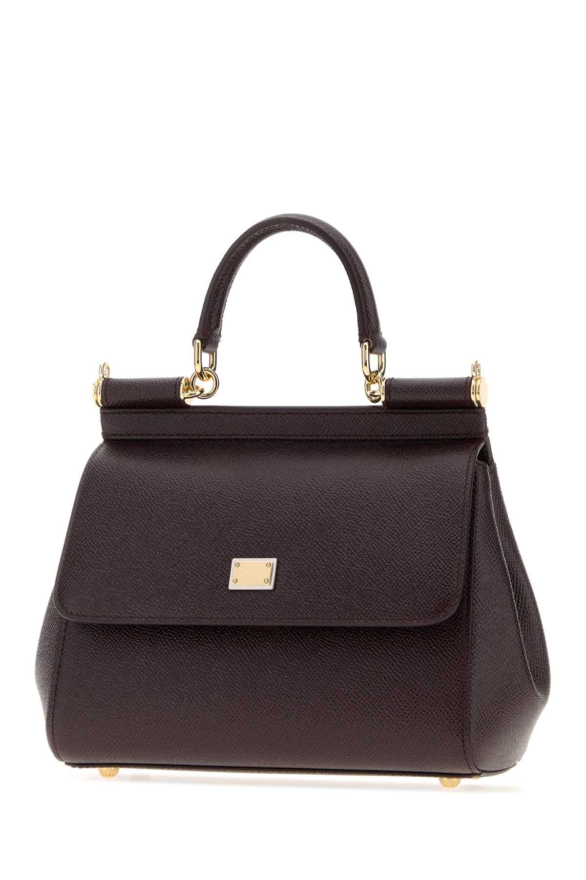 Dolce & Gabbana Women Aubergine Leather Medium Sicily Handbag DOLCE & GABBANA