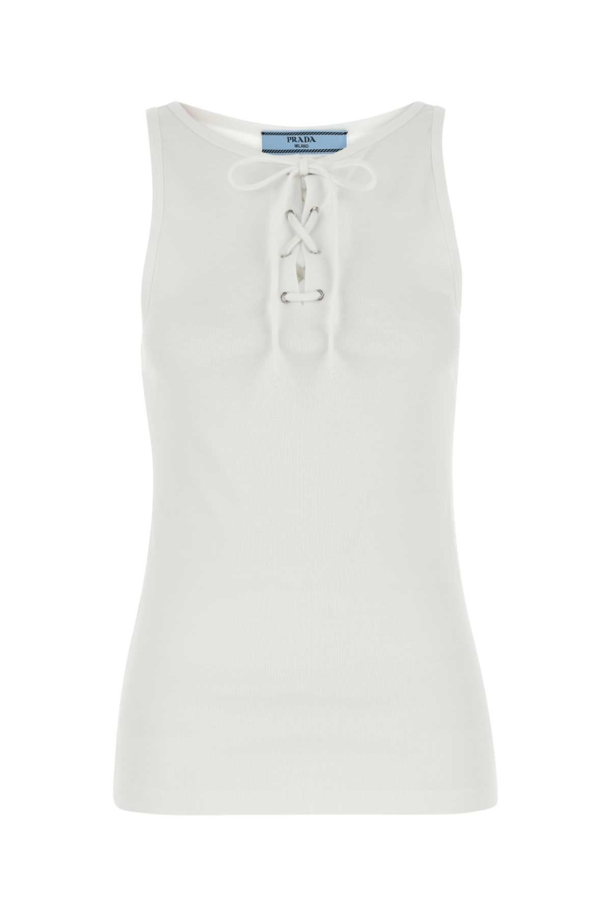Prada Women White Cotton Tank Top PRADA