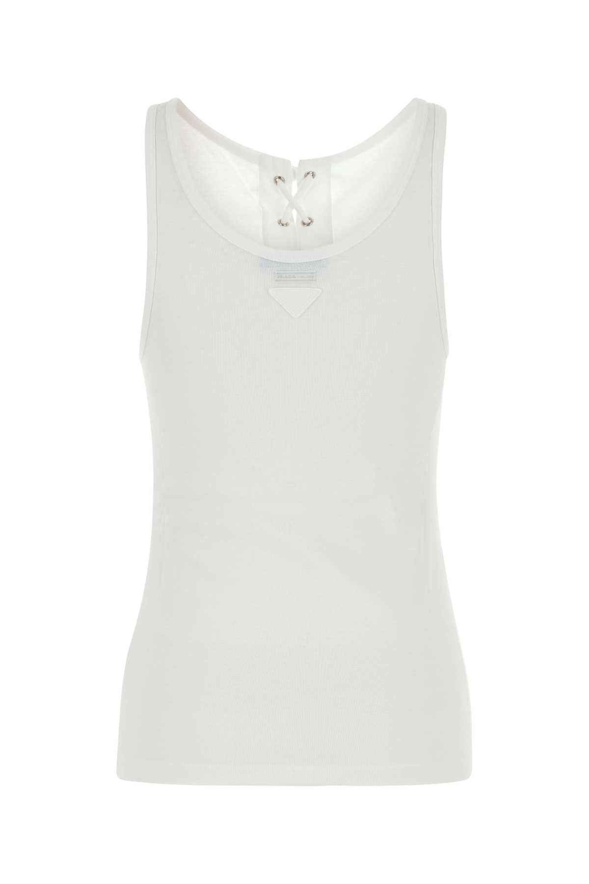 Prada Women White Cotton Tank Top PRADA