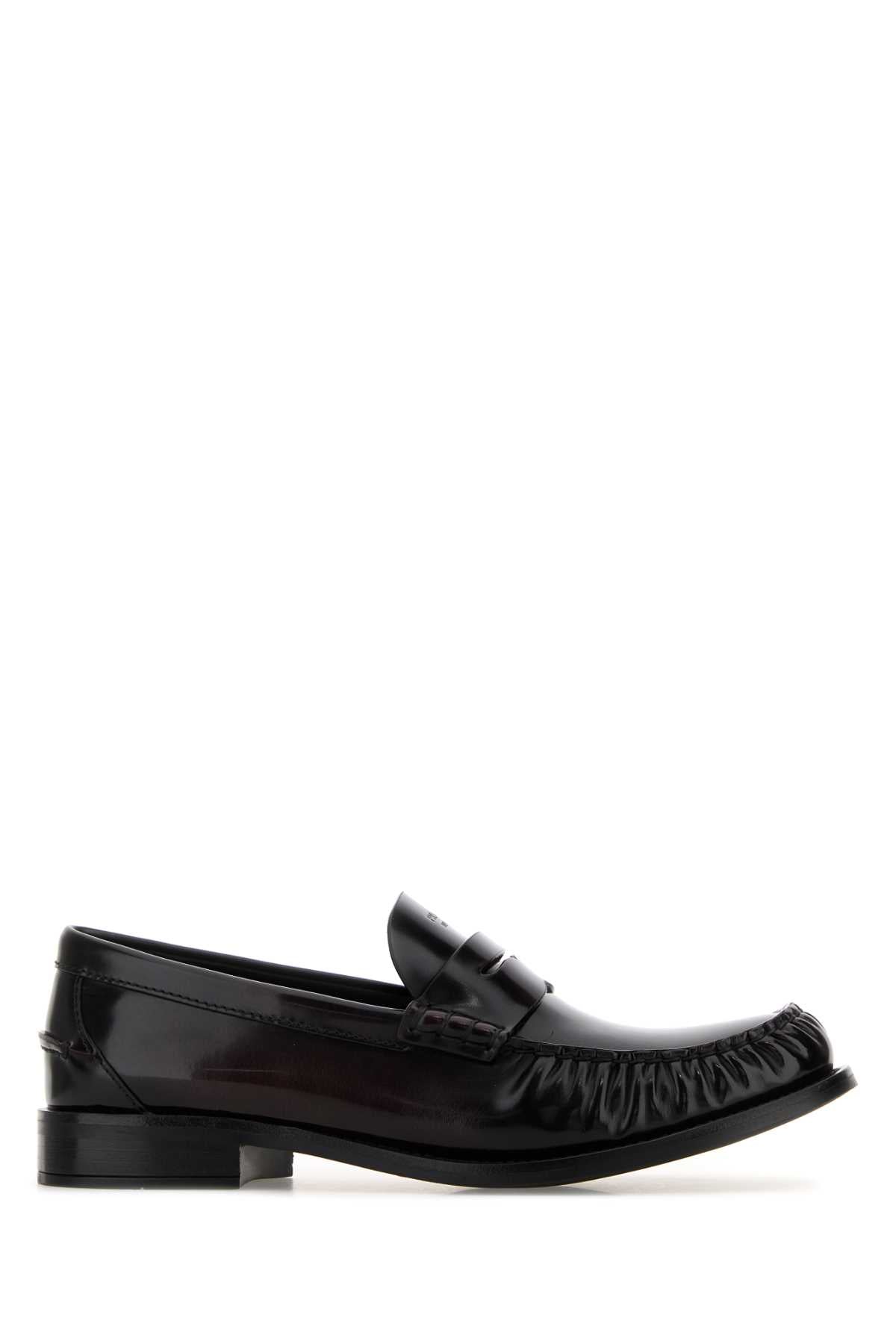 Prada Women Dark Brown Leather Loafers PRADA