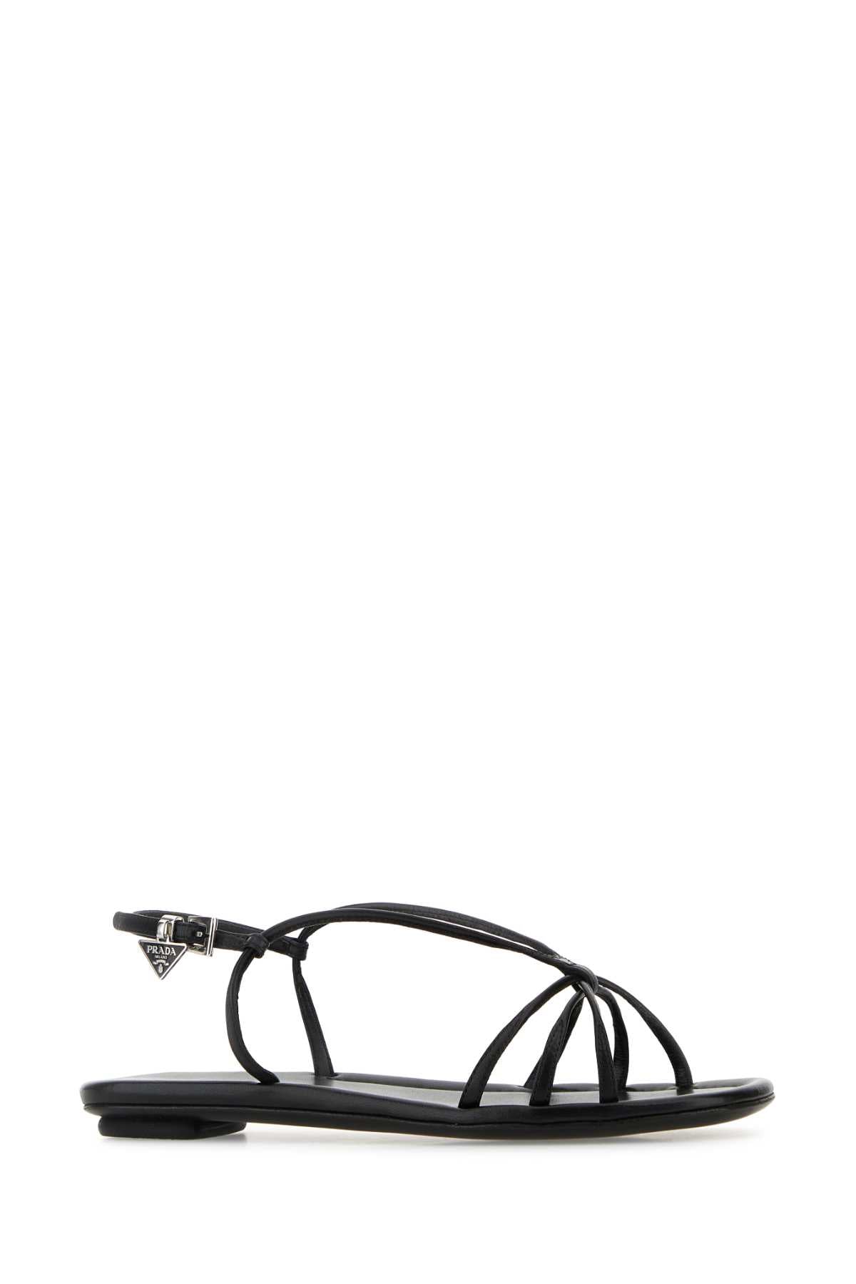Prada Women Black Leather Sandals PRADA