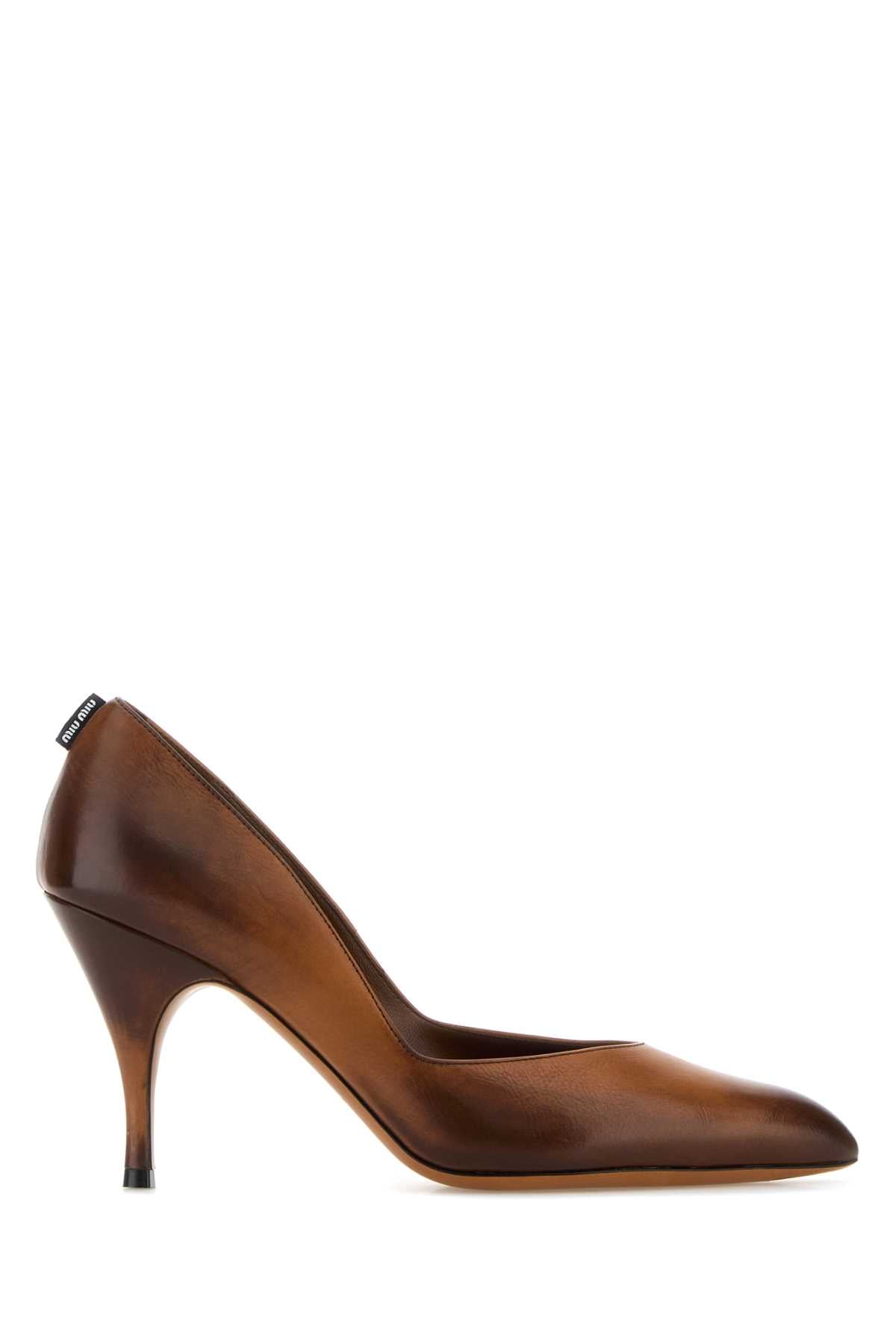 Miu Miu Women Caramel Leather Pumps MIU MIU