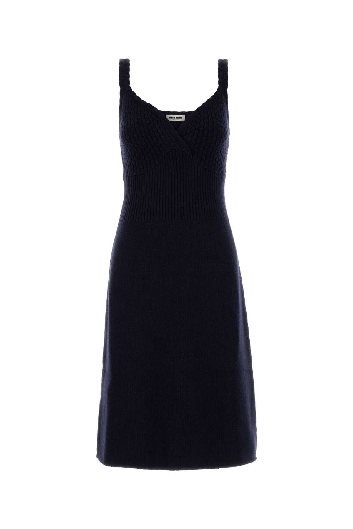 Miu Miu Women Navy Blue Wool Dress MIU MIU