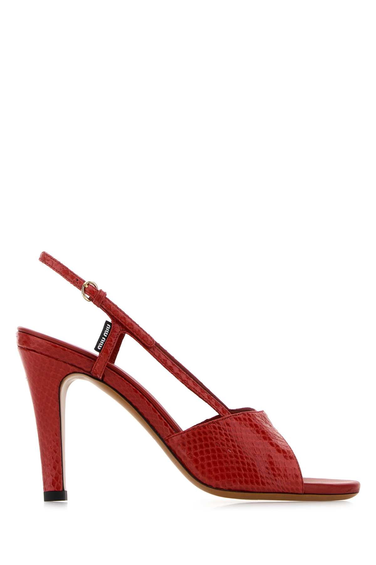 Miu Miu Women Red Leather Sandals
