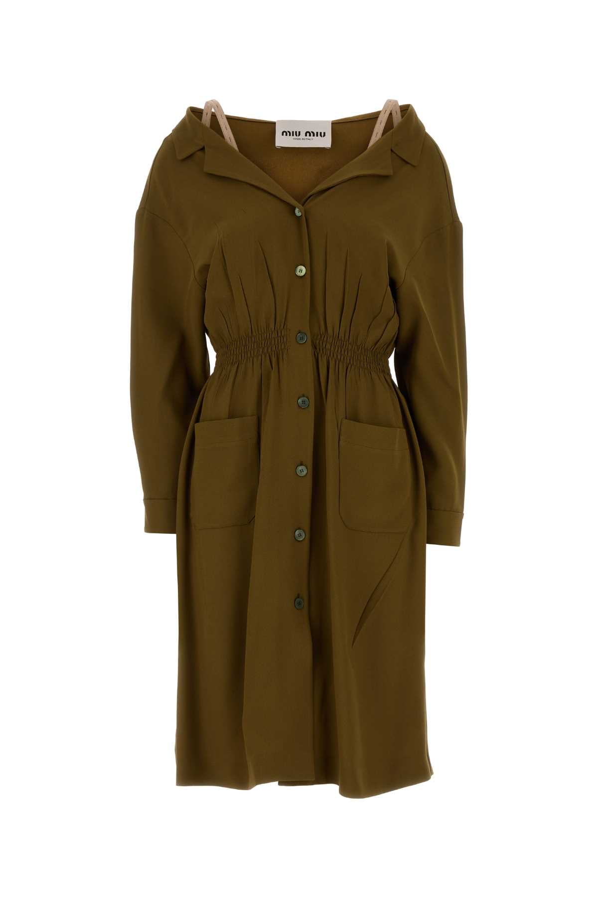 Miu Miu Women Olive Green Sable Dress MIU MIU