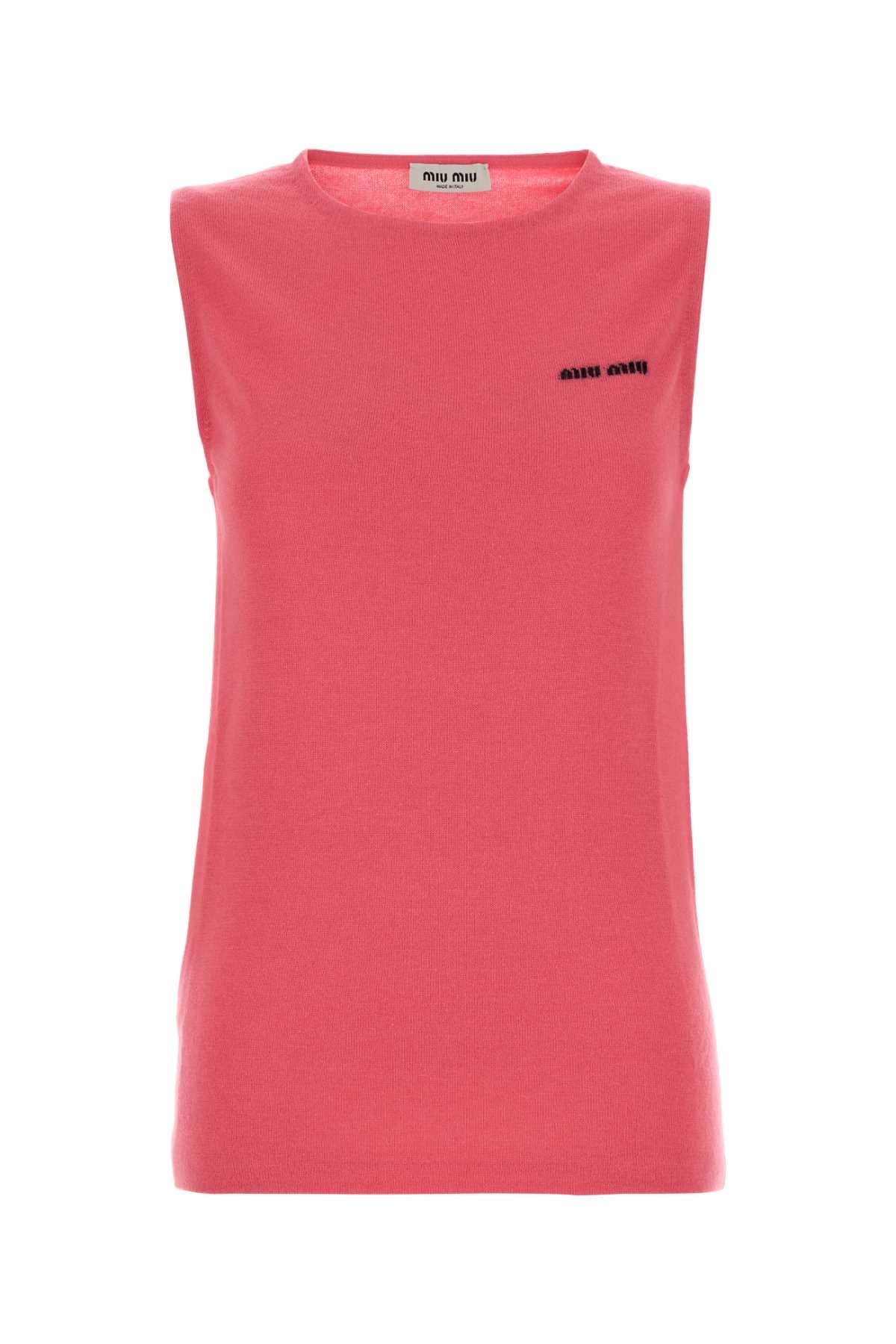 Miu Miu Women Fluo Pink Cashmere Blend Vest MIU MIU