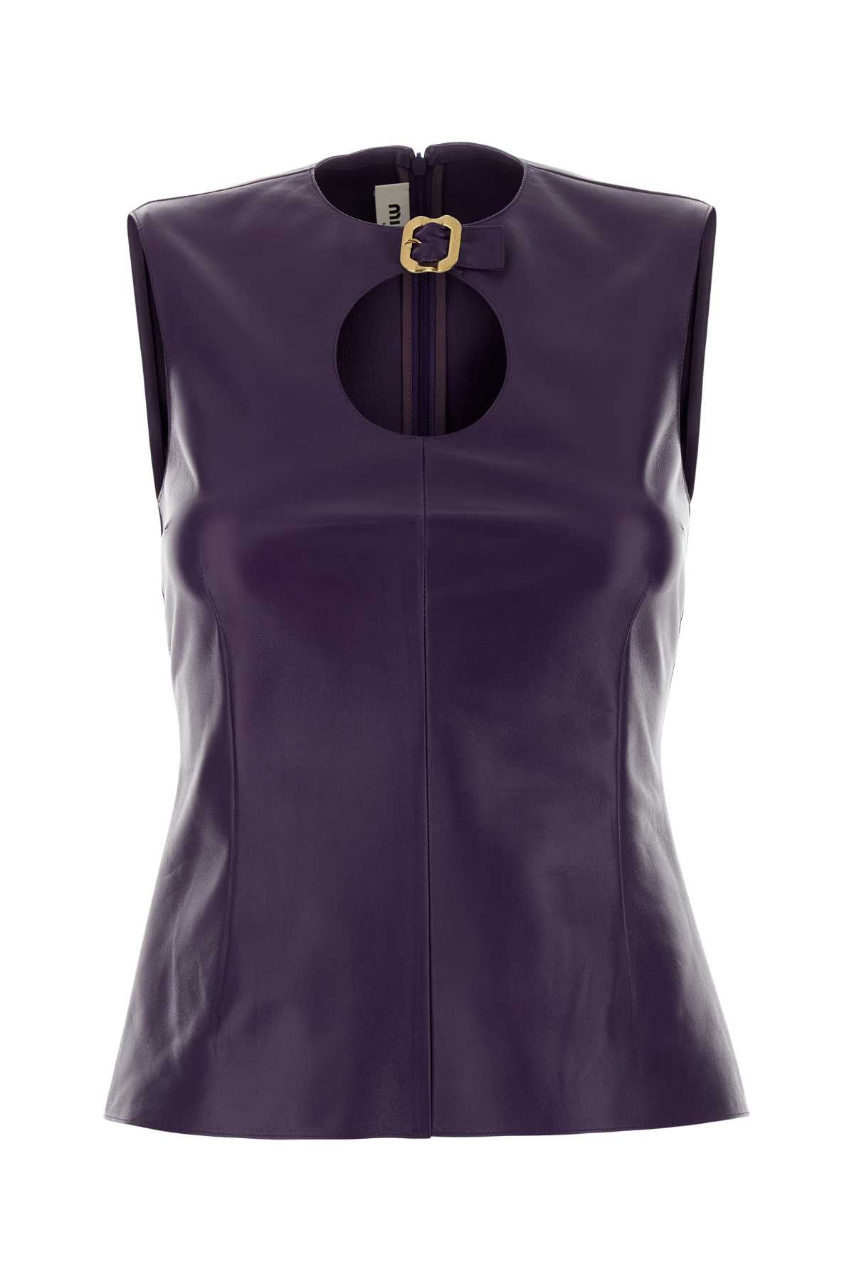 Miu Miu Women Purple Leather Top MIU MIU