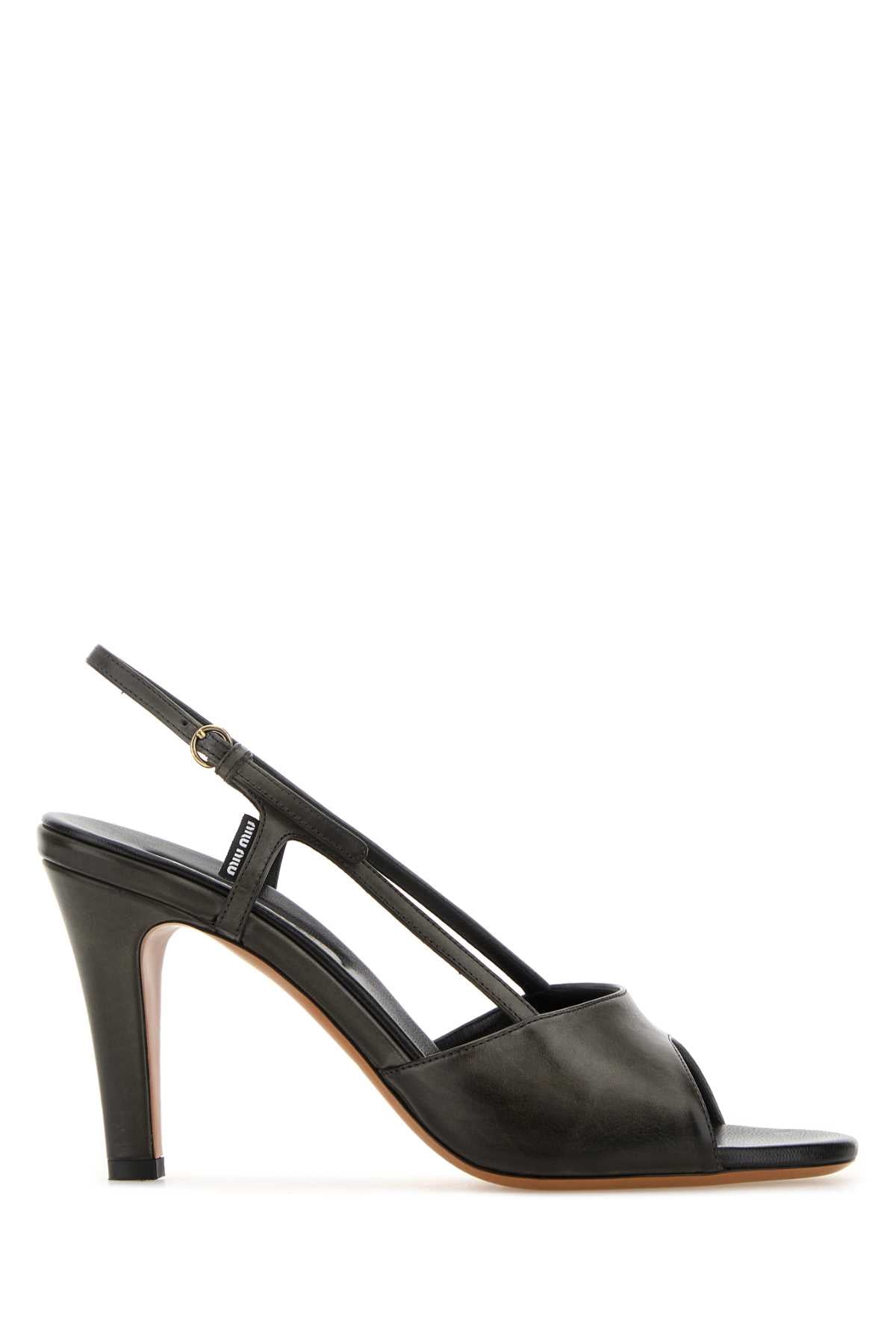 Miu Miu Women Black Leather Sandals MIU MIU