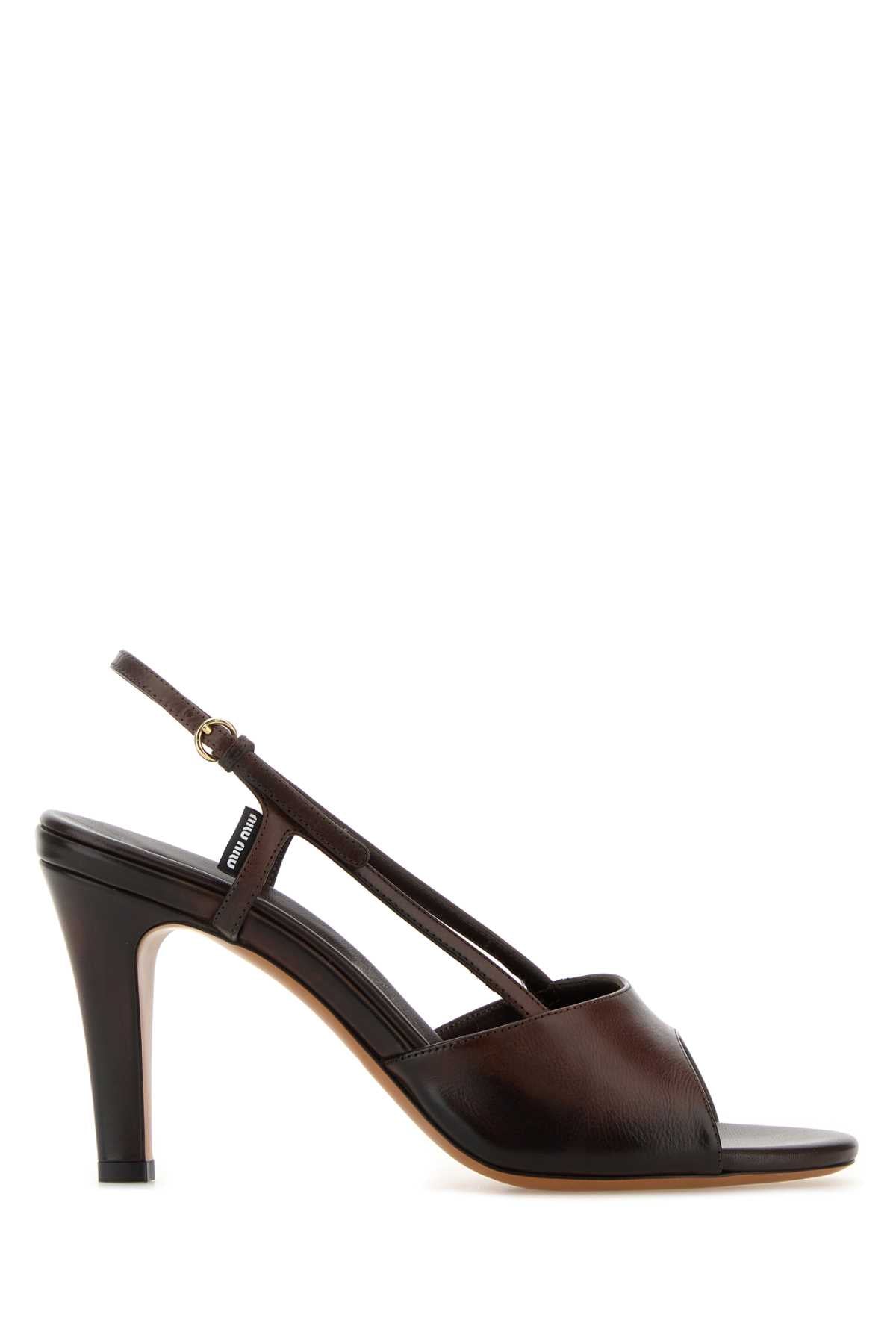 Miu Miu Women Chocolate Leather Sandals