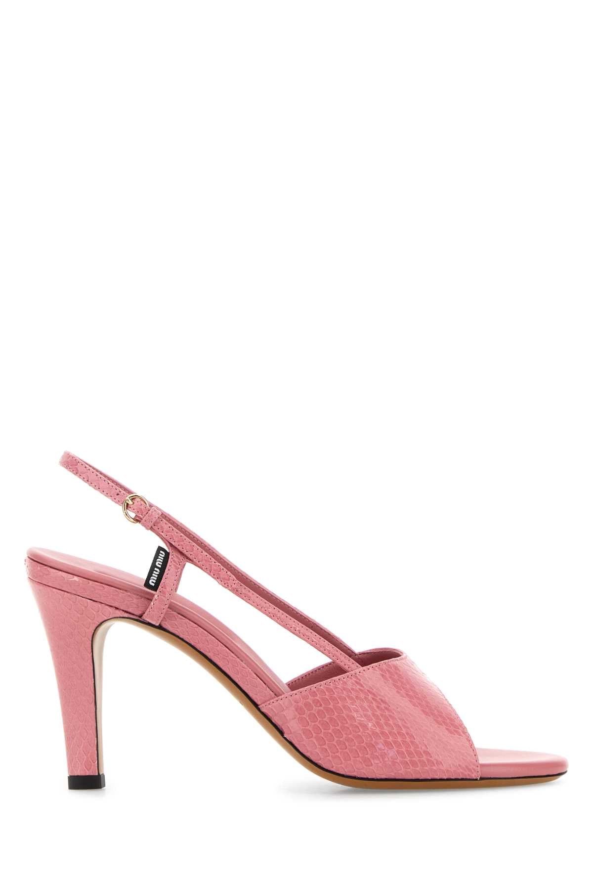 Miu Miu Women Pink Leather Sandals MIU MIU