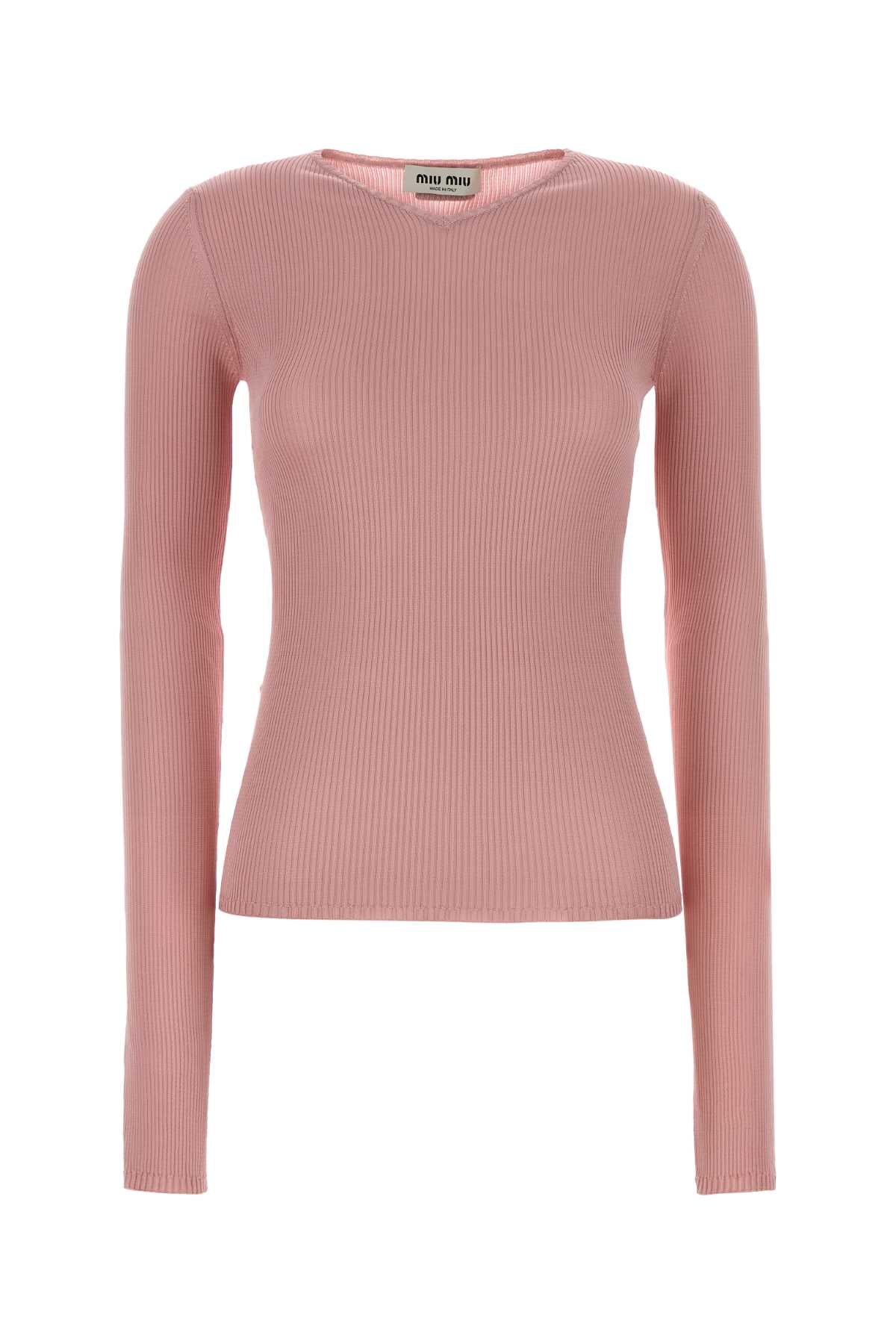 Miu Miu Women Pink Silk T-Shirt MIU MIU