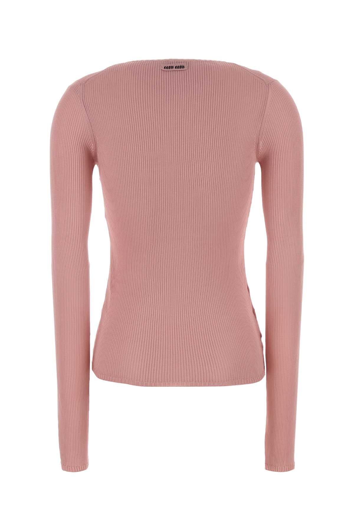 Miu Miu Women Pink Silk T-Shirt MIU MIU