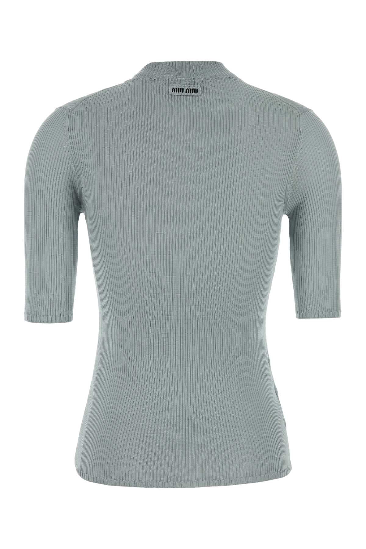 Miu Miu Women Powder Blue Silk Top MIU MIU