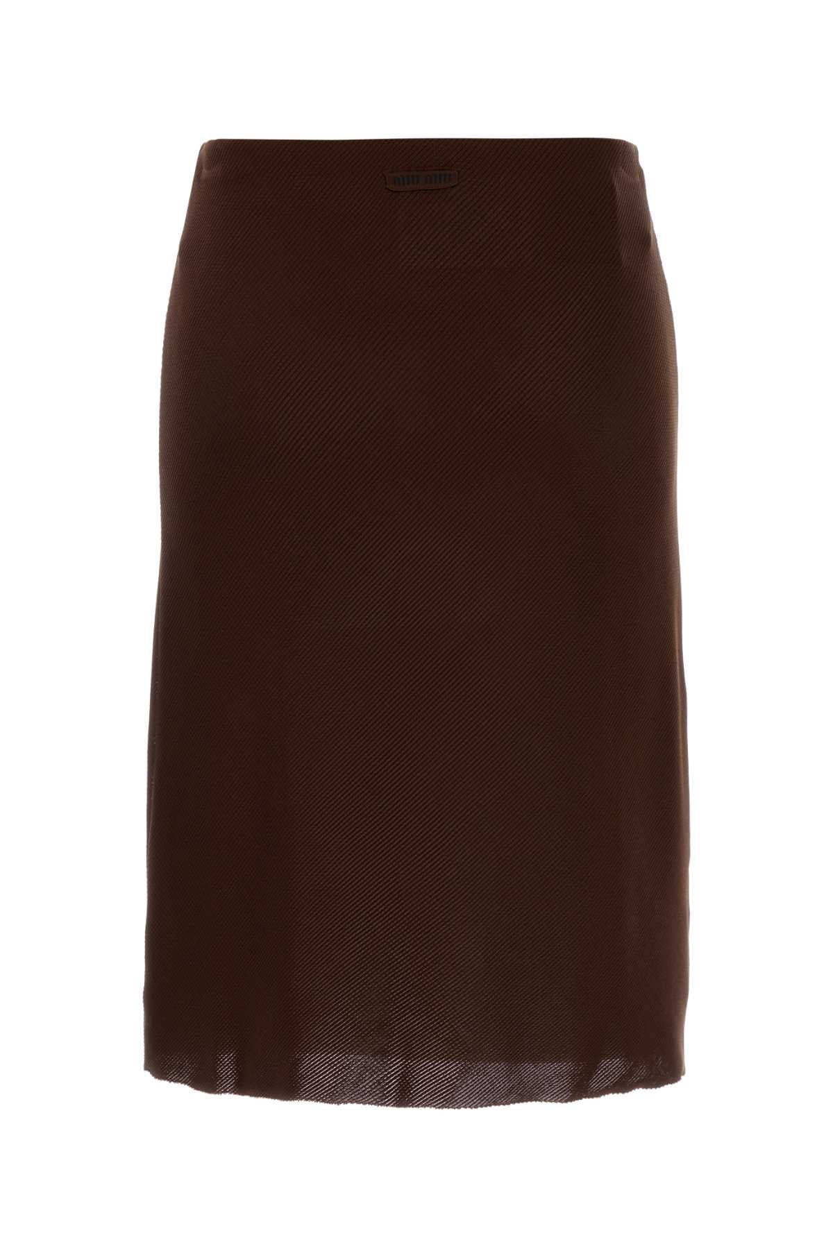 Miu Miu Women Brown Silk Skirt MIU MIU