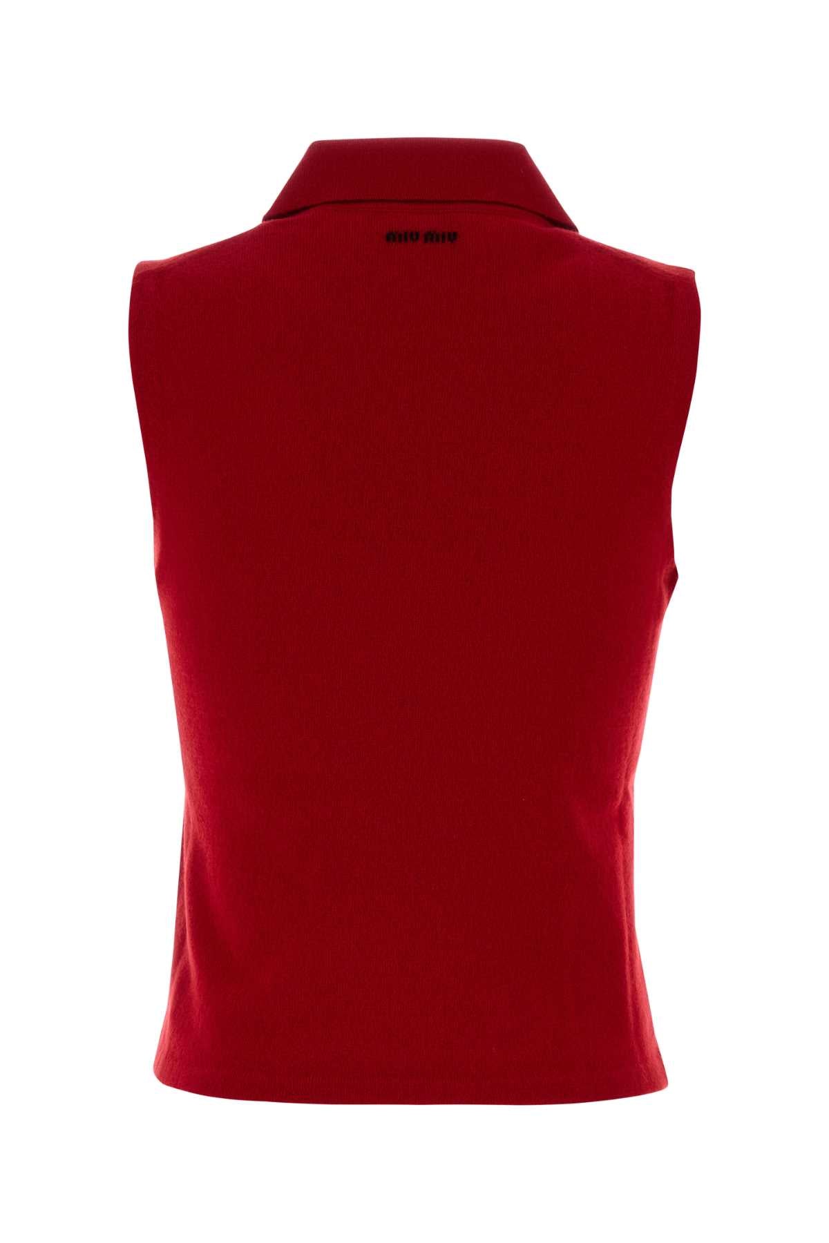 Miu Miu Women Reed Cashmere Polo Shirt MIU MIU